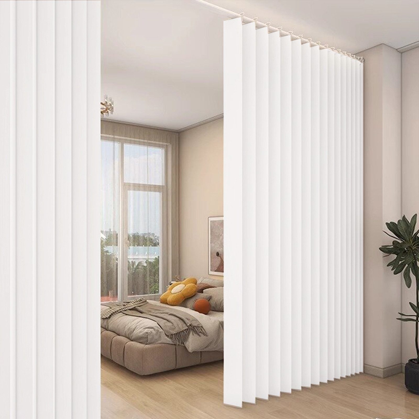 Sunicol Vorhang Wasserdicht Raumteiler Vorhang, Sichtschutzvorhang für Schlafzimmer, Extra breite Wärmeisolierend Trennwand Sichtschutz Fenstervorhänge