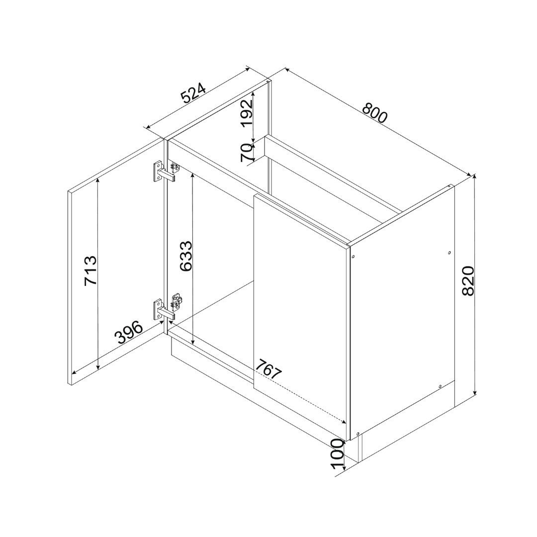 ROYAL24_MARKT Spülenunterschrank D80ZL P/L - Morvex - Praktische Küchenlösung (Küchen Spülenunterschrank, 1-St., Premium - Morvex) Premium - Modern - Exzellent