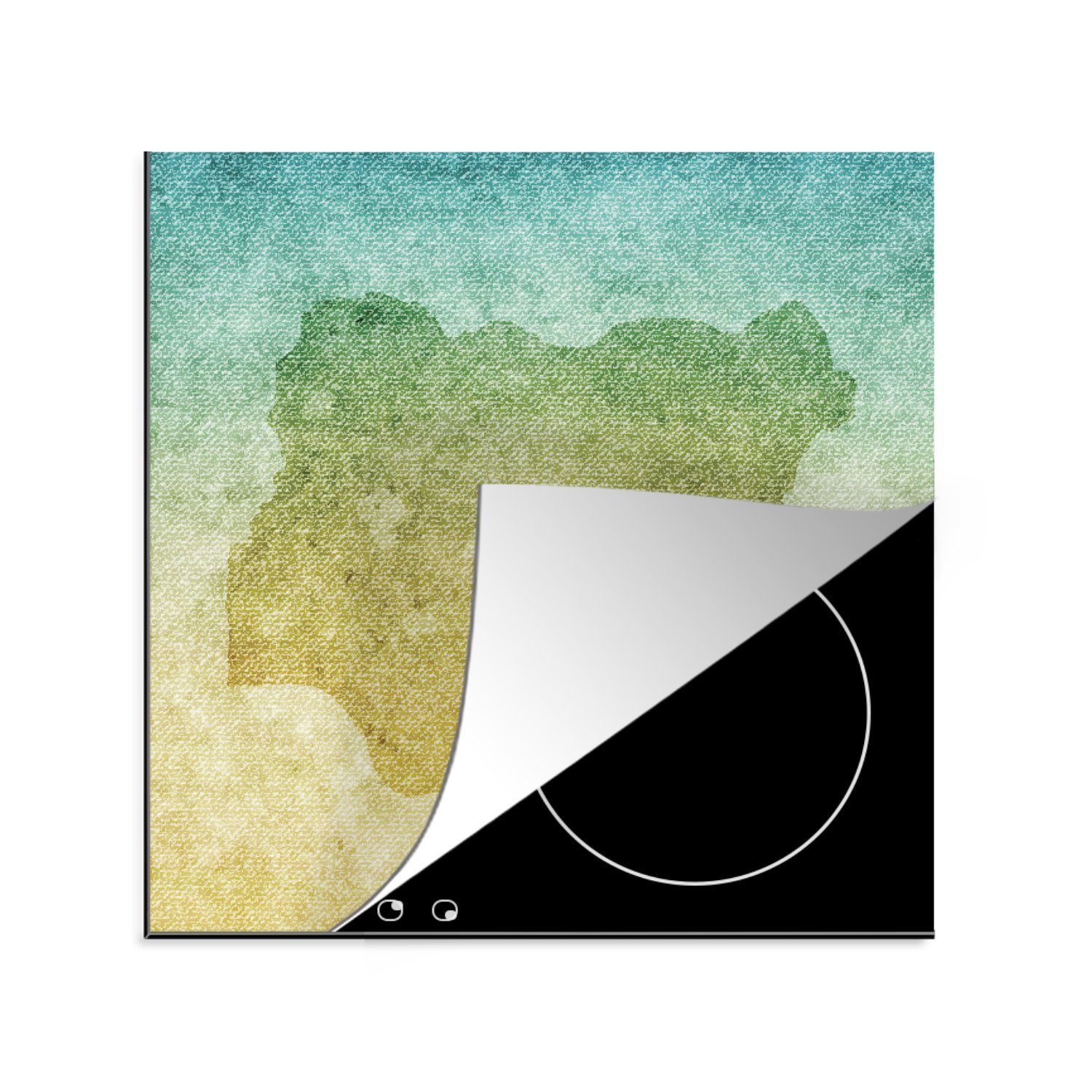 MuchoWow Herdblende-/Abdeckplatte Illustration von Nigeria auf einem farbigen Hintergrund, Vinyl, (1 tlg), 78x78 cm, Ceranfeldabdeckung, Arbeitsplatte für küche