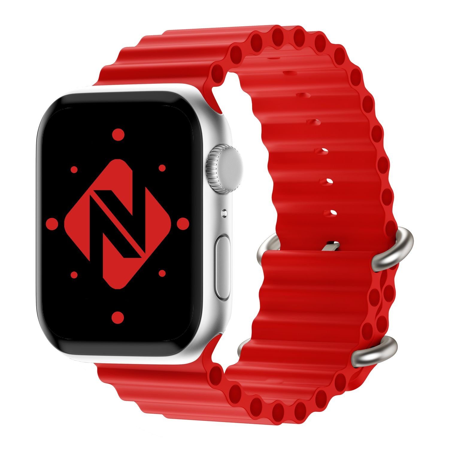 Nalia Smartwatch-Armband Apple Watch 38mm/40/41/42(Serie 10/11), Ocean Style Sportarmband / Silikon Ersatzband / Metall-Ring Verschluss