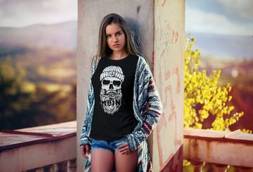 Neverless Print-Shirt Damen T-Shirt Moin Totenkopf Anker Skull Slim Fit Neverless® mit Print