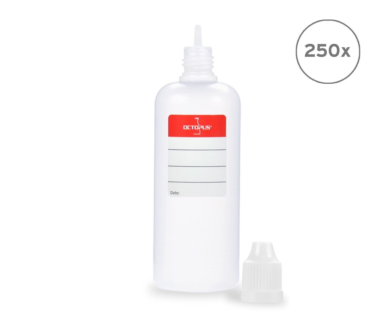 OCTOPUS Kanister 250 Plastikflaschen 100 ml LDPE, G14, Tropfeinsatz, Deckel weiß (250 St)