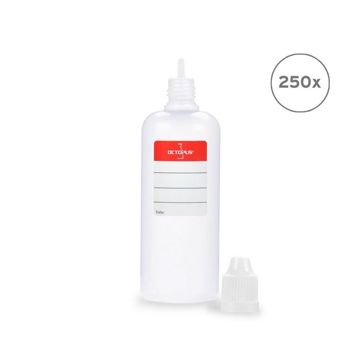 OCTOPUS Kanister 250 Plastikflaschen 100 ml LDPE G14 Tropfeinsatz Deckel weiß (250 St)