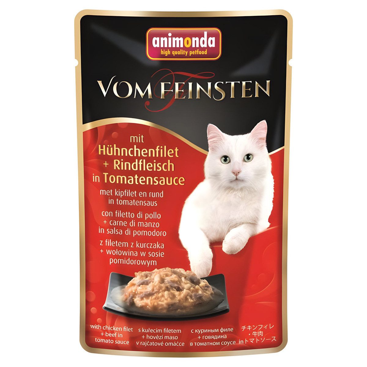 Animonda vom Feinsten mit Hühnchenfilet & Rindfleisch in Tomatensauce 50 g - 1, Nassfutter für: Katze