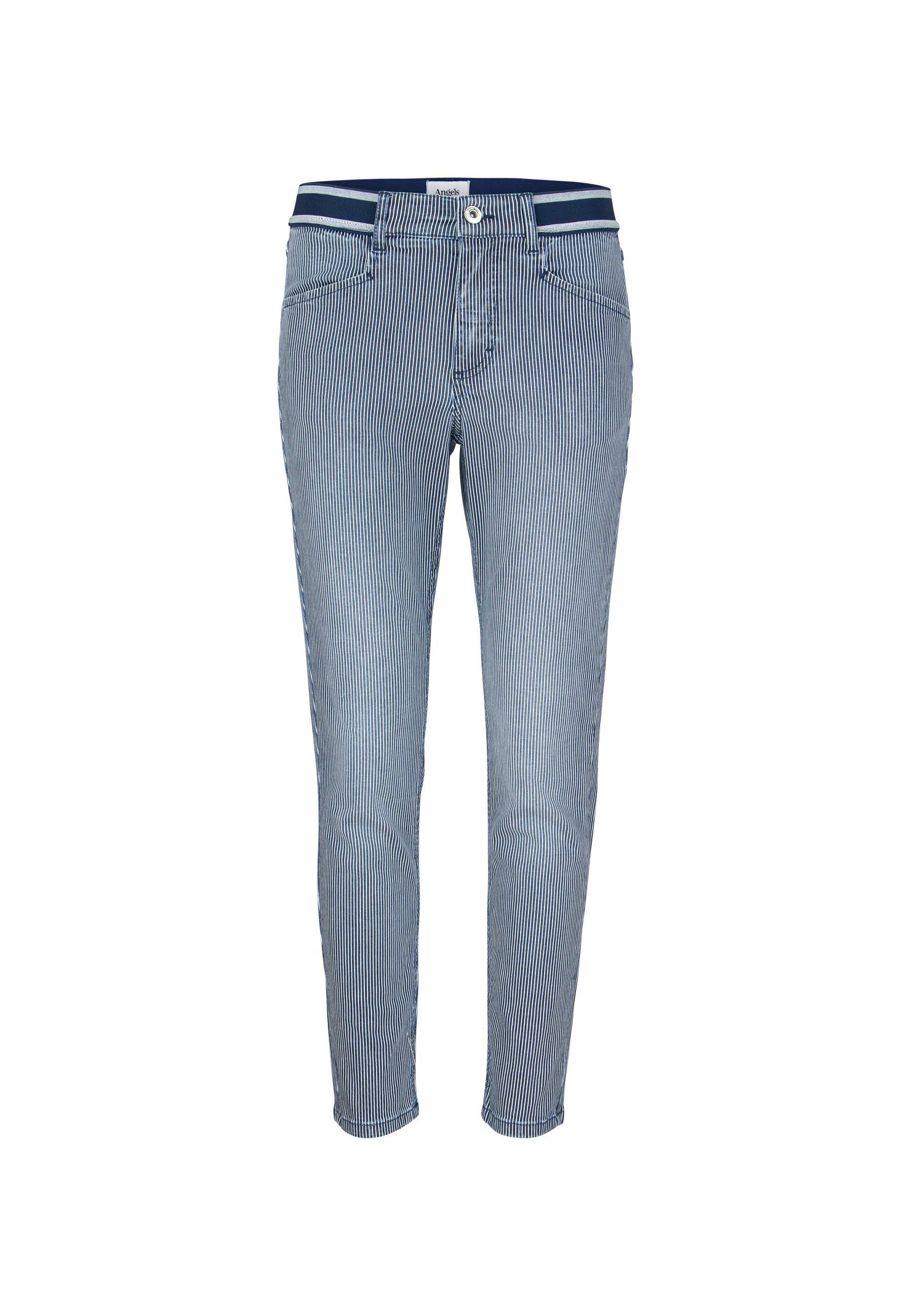 Streifen blue mit Sporty Label-Applikationen Ornella schmalen Jeans ANGELS 7/8-Jeans mit