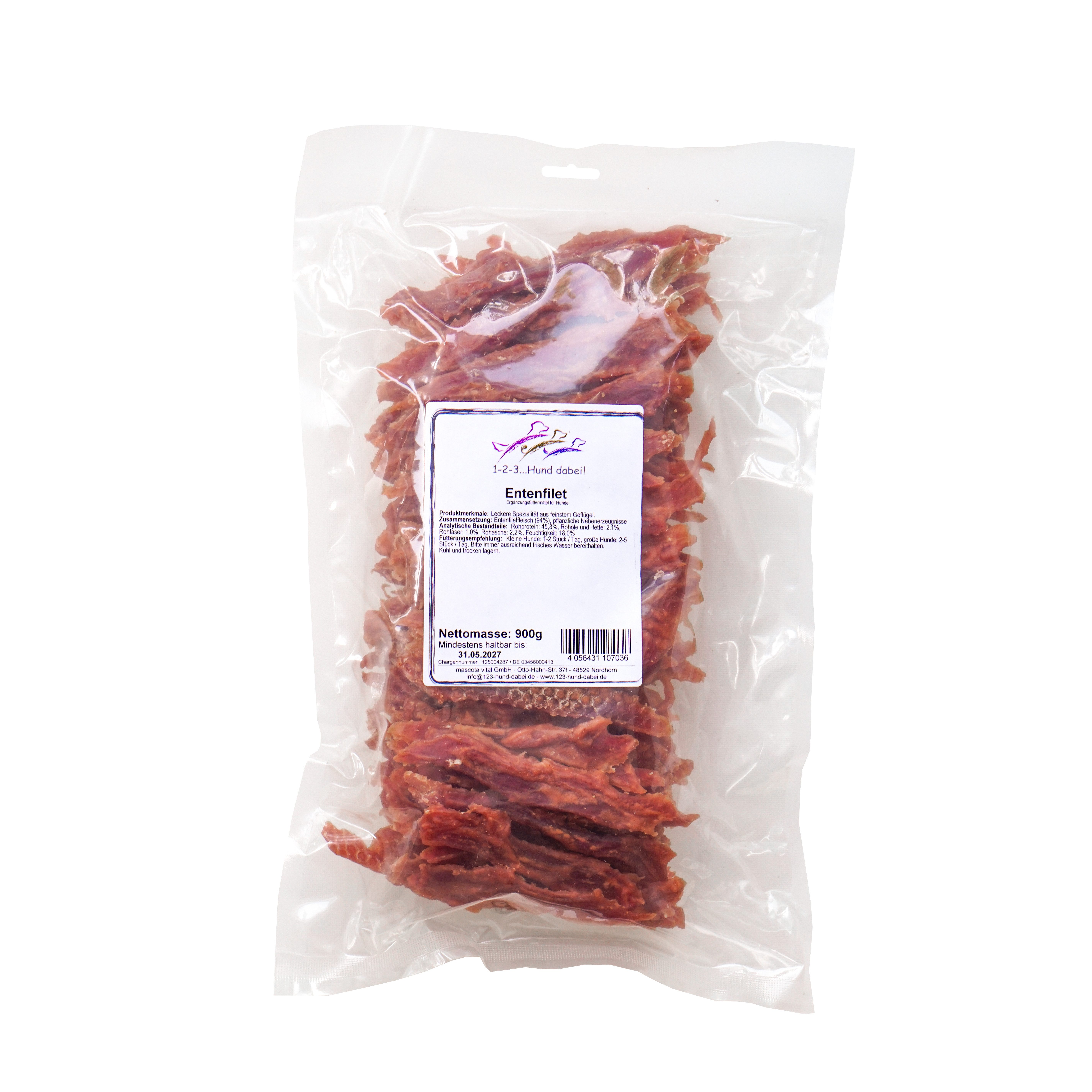 123... Hund dabei! Entenfilet 900g, Snack für: Hunde