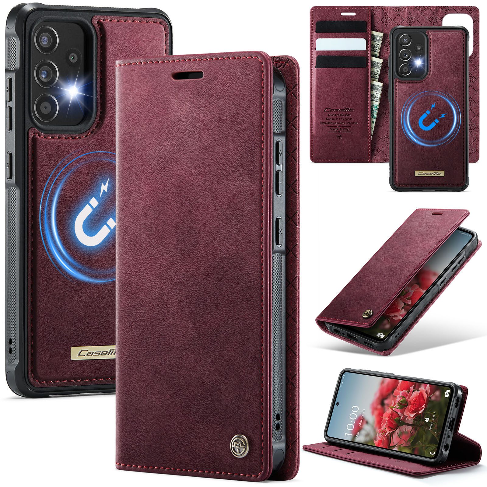 Mycotech Handyhülle Premium 2in1 Klapphülle für Samsung mit abnehmbarem Case Retro Tasche