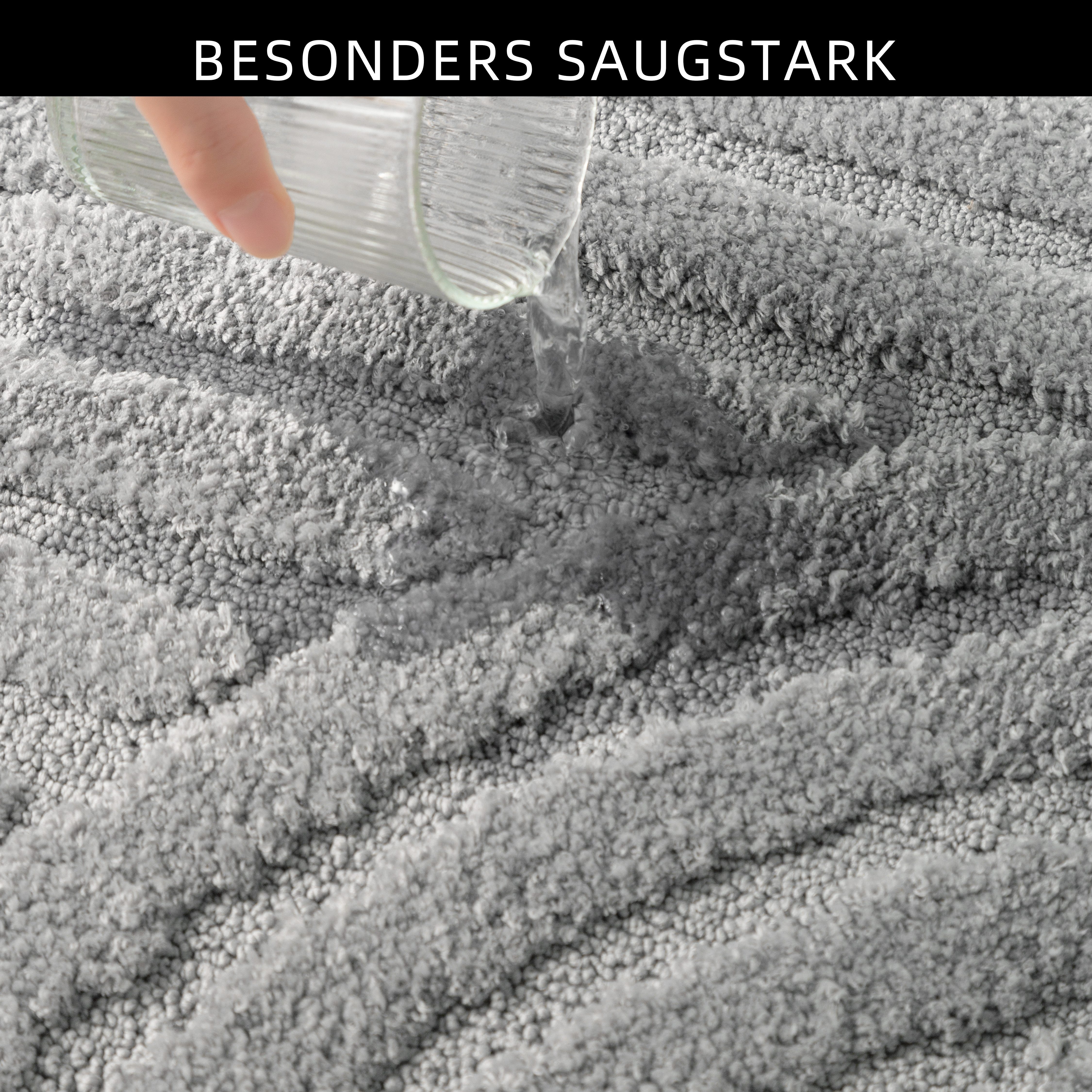 OTTO home Badematte Regona Scandi, Badvorleger, Badezimmer Teppich, Duschvorleger, Höhe 10 mm, rutschhemmend beschichtet, strapazierfähig, Polyester, rechteckig, Badteppich, Uni Farben, Hoch-Tief-Effekt, modernes Muster, Zen