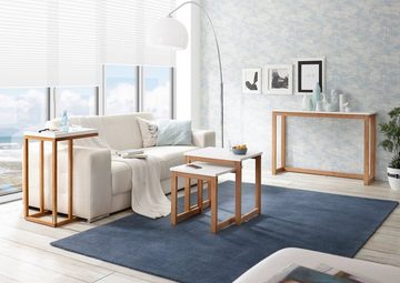MCA furniture Couchtisch Riverbright, Beistelltisch Konsole Tisch weiß matt lackiert Eiche MDF rechteckig geölt 110 cm