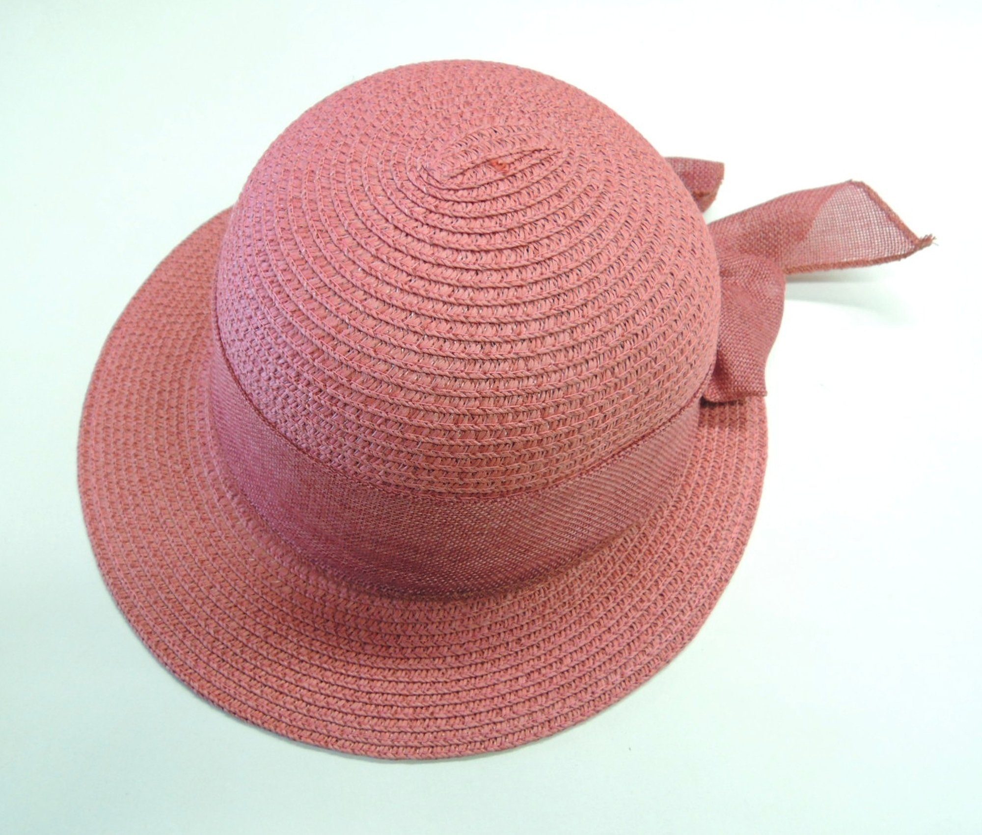 Chaplino Strohhut mit farblich Hutband passendem rot