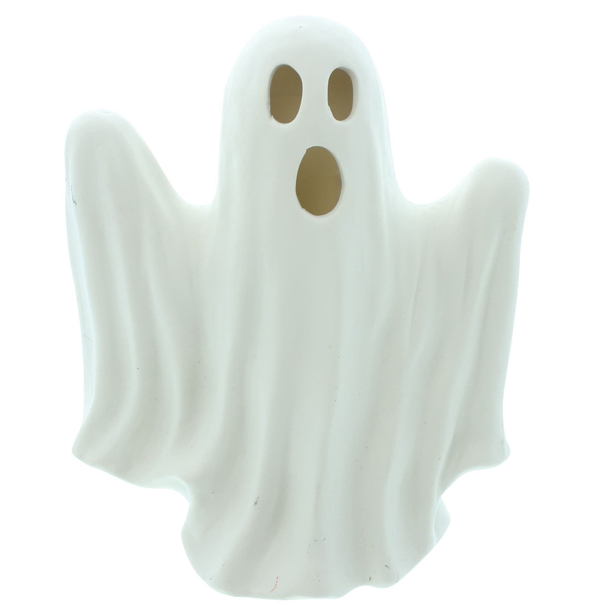 Dekoleidenschaft LED-Dekofigur Gespenst "Farbwechsel" Porzellan weiß, Halloweendeko Geist, Leuchtdeko, Figur mit bunter Beleuchtung, Halloween Deko