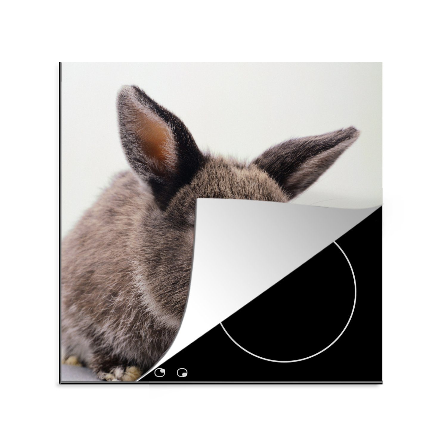 MuchoWow Herdblende-/Abdeckplatte Kaninchen - Haustier küche tlg), für Porträt, Ceranfeldabdeckung, (1 Vinyl, 78x78 - cm, Arbeitsplatte