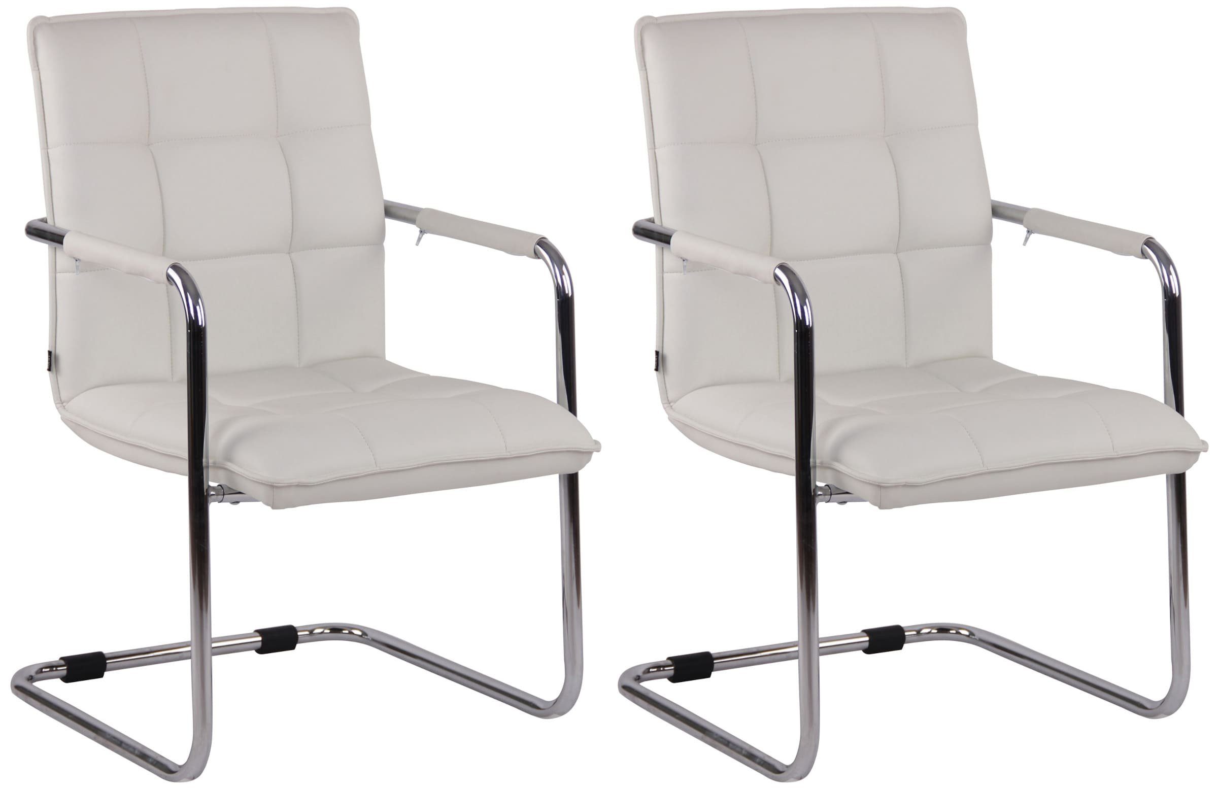 TPFLiving Besucherstuhl Gant mit hochwertig gepolsterter Sitzfläche - Konferenzstuhl (Küchenstuhl - Esszimmerstuhl - Wohnzimmerstuhl, 2 St), Gestell: Metall chrom - Sitzfläche: Kunstleder weiß