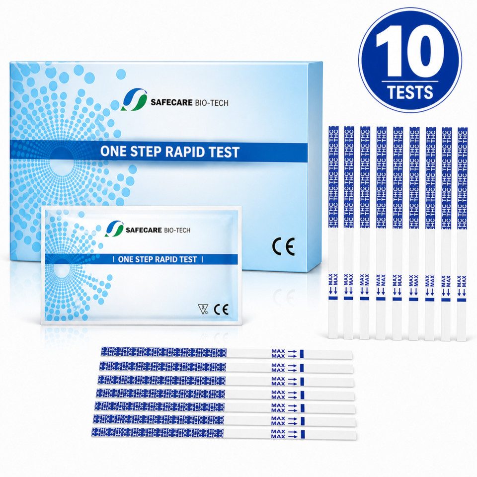 Safecare Bio-Tech Drogen-Schnelltest 10 Urin Drogentest Schnelltest THC Test, 1 Messparameter, Urinprobe, 10-tlg., THC-Drogentest, Hohe Präzision und Zuverlässigkeit