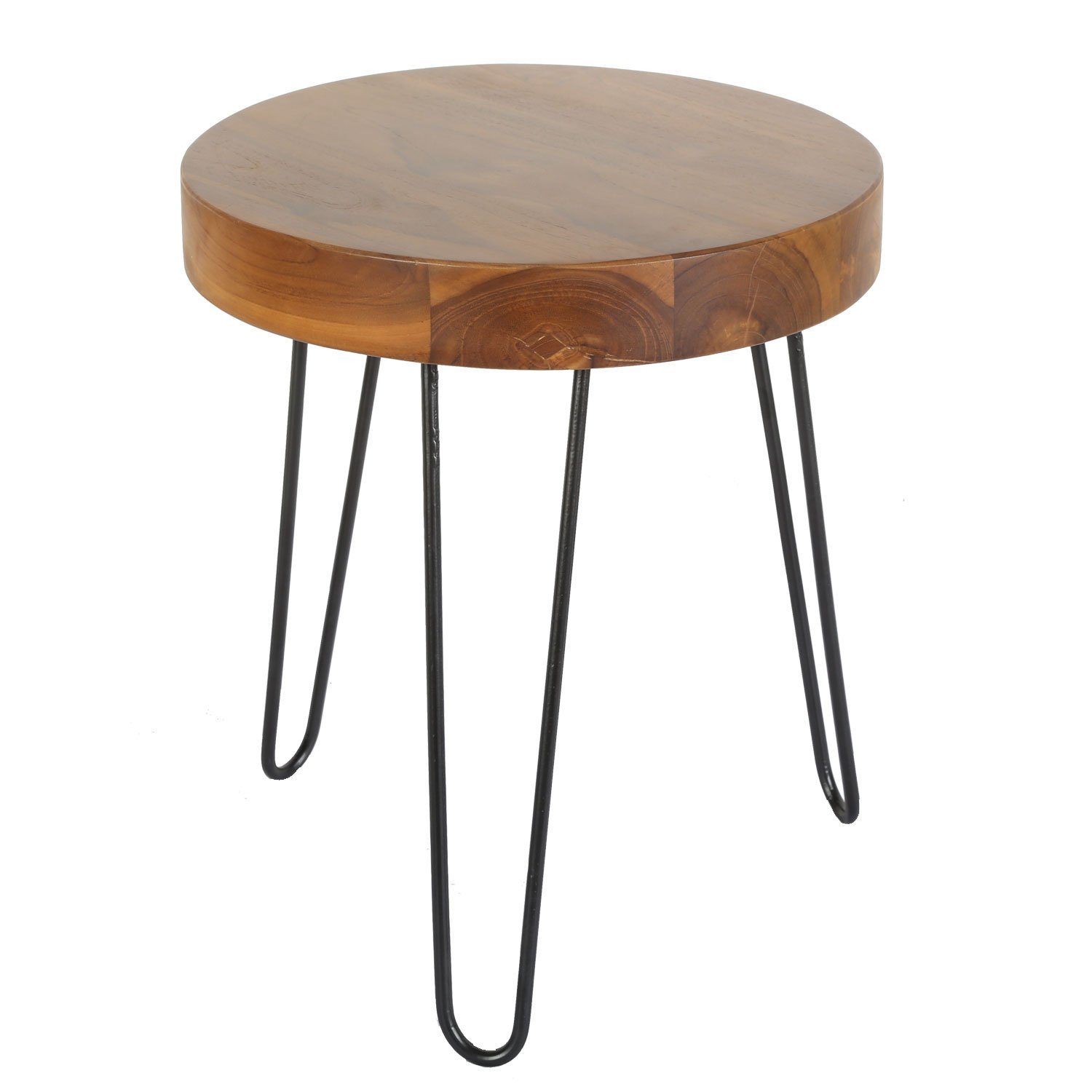 Casa Moro Beistelltisch Beistelltisch Couchtisch Nachttisch Ø 40 cm Massivholz (Ablagetisch Designer Tisch, Beistelltisch mit Haarnadel Beinen), Kunsthandwerk, Jeder Tisch ein Unikat