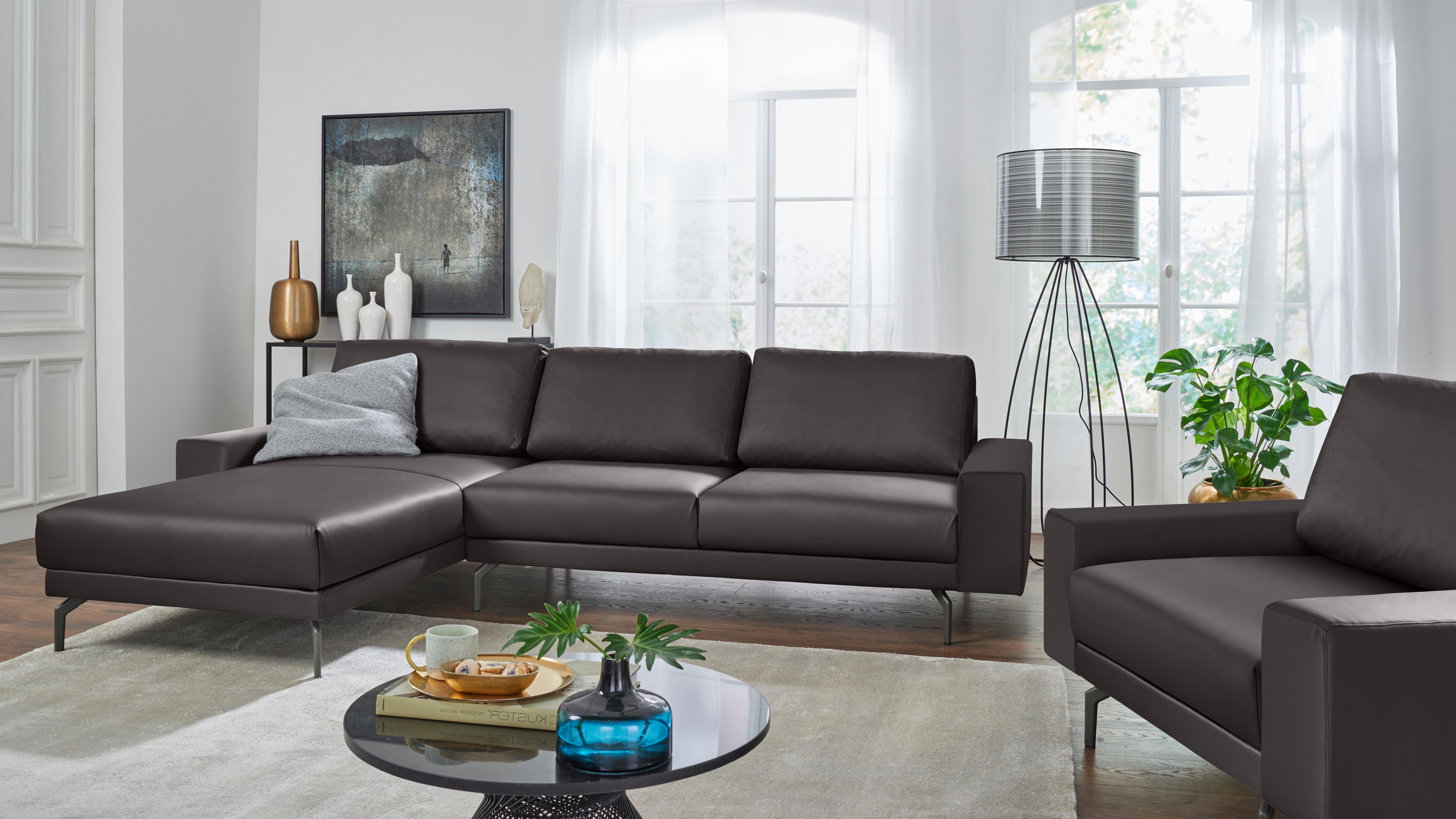 Creation BY ROLF BENZ Ecksofa CR.450, Designecksofa, L-Form, Armlehne breit und niedrig, Alugussfüße in umbragrau, Breite 274 cm
