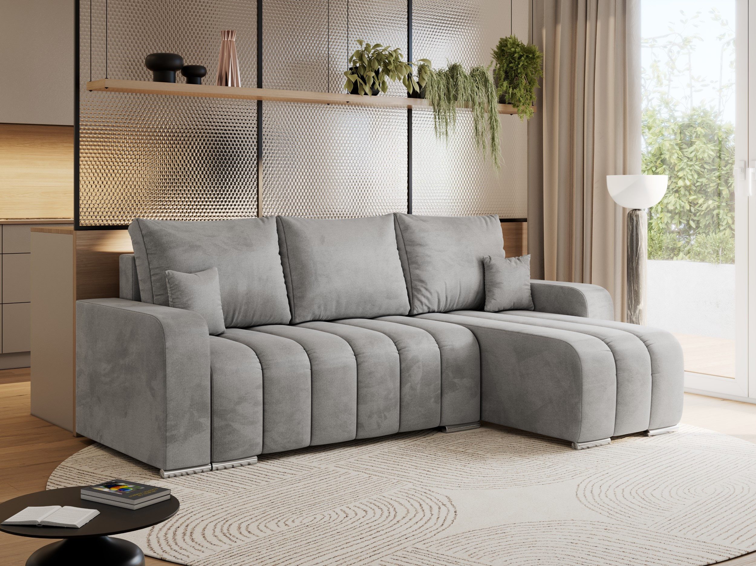 MKS MÖBEL Ecksofa KIRASSO L, Set, Schlafcouch, Bonellfedern, lose Kissen, Ecksofa L-form, Schlaffunktion, Bettkasten, Metallbeine