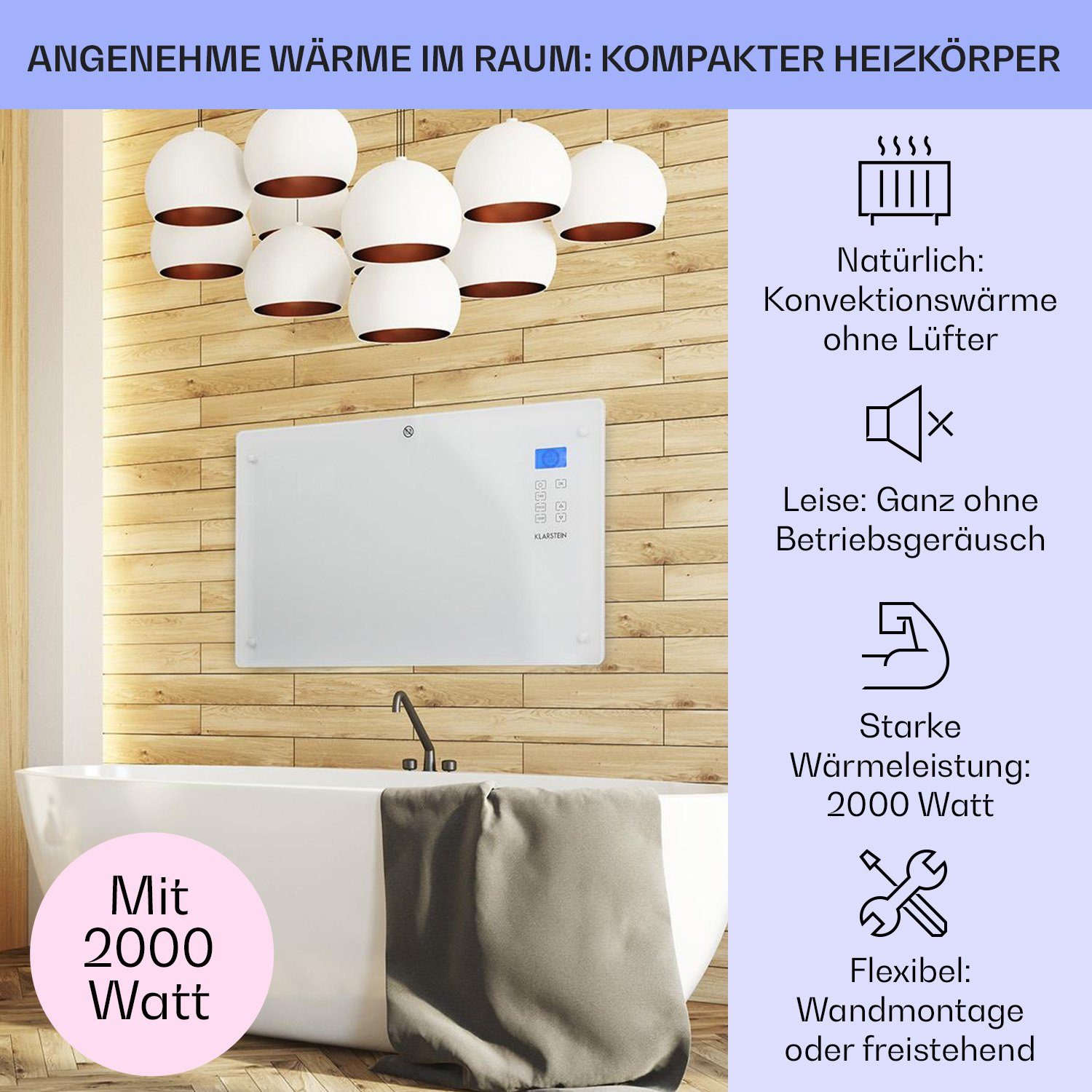 Klarstein Heizstrahler Norderney, 2000 W, Konvektorheizung günstig online kaufen