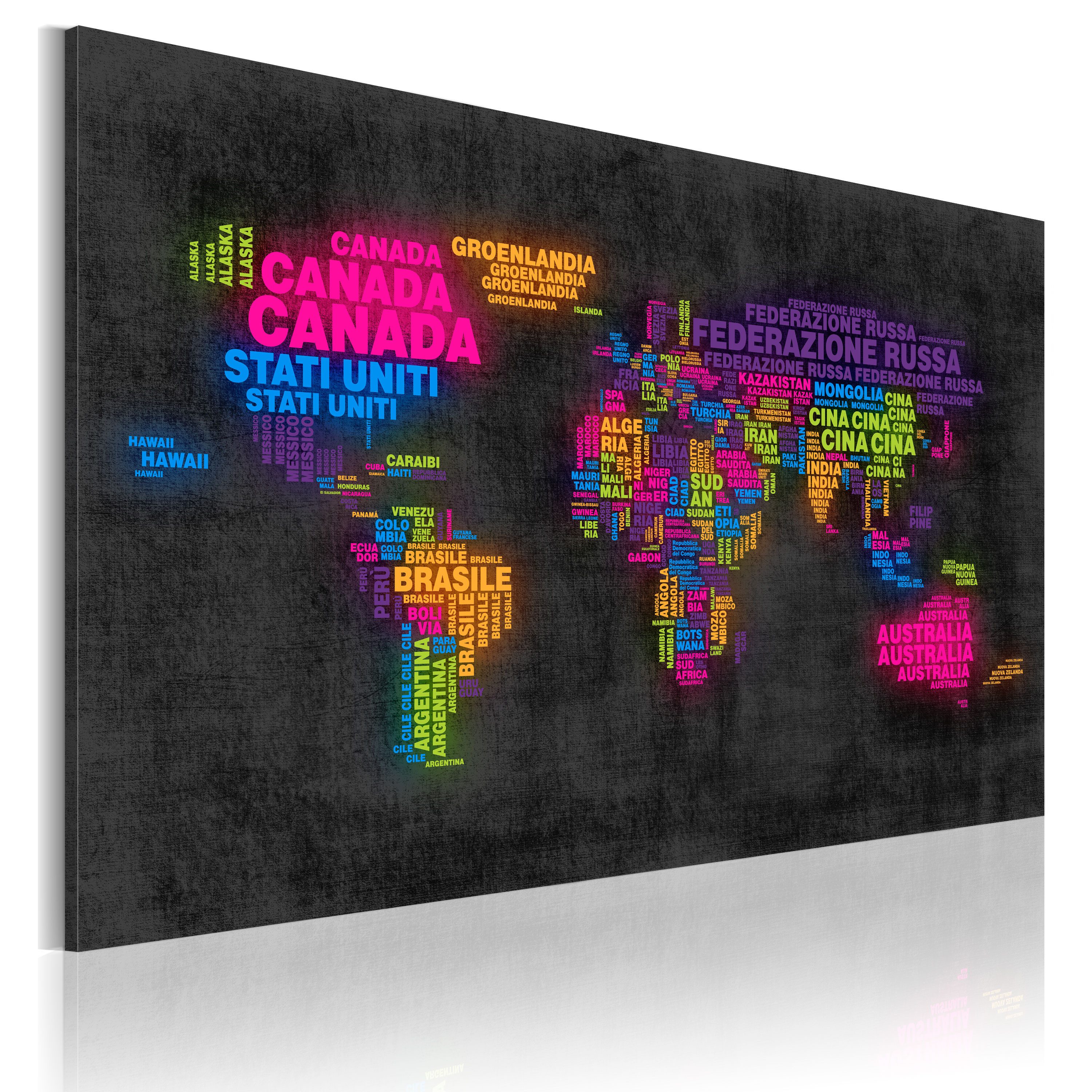 Artgeist Wandbild Weltkarte - italienische Ländernamen