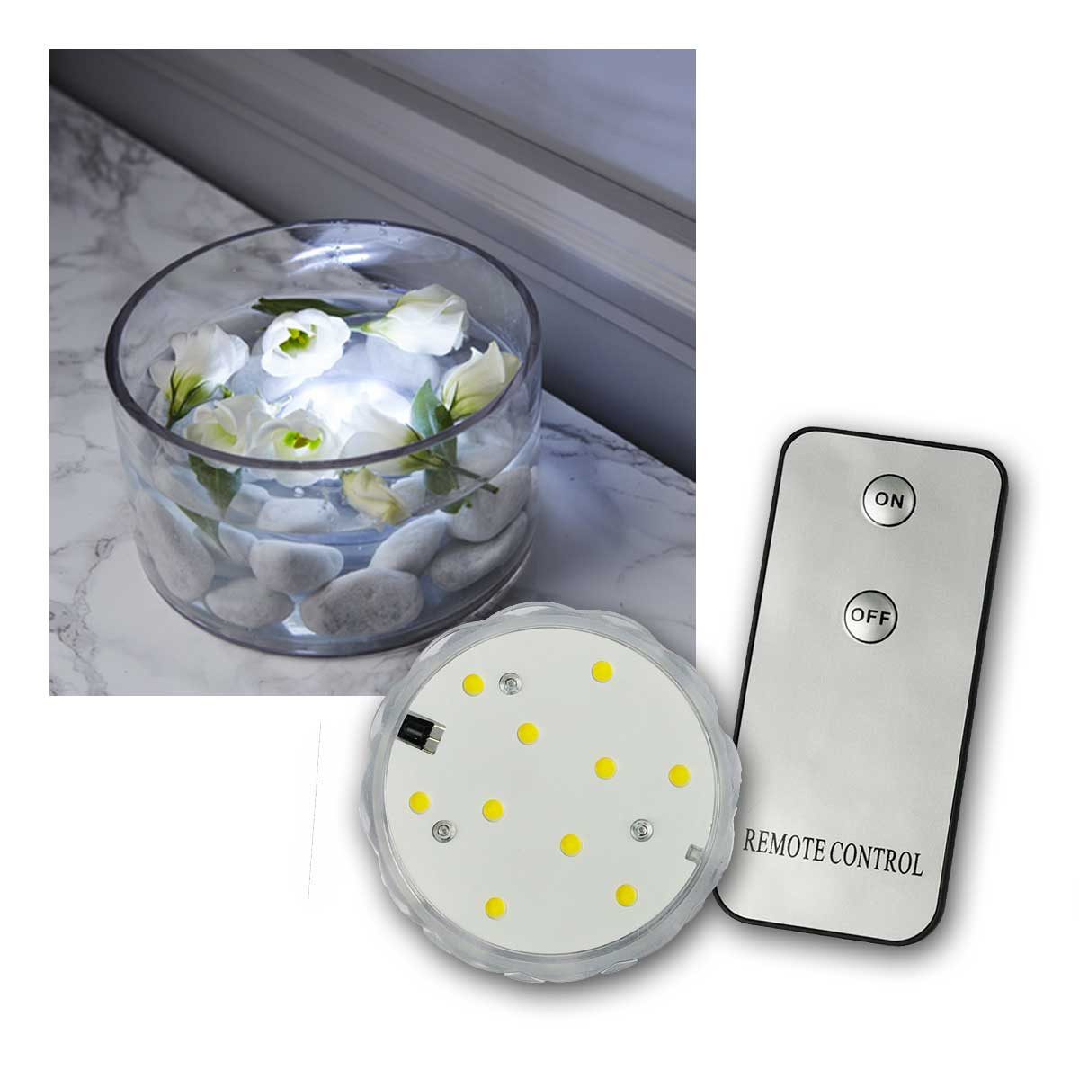 STAR TRADING LED Dekolicht "Wasserkerze" mit Fernbedienung, 10 LED warmweiß, warmweiß