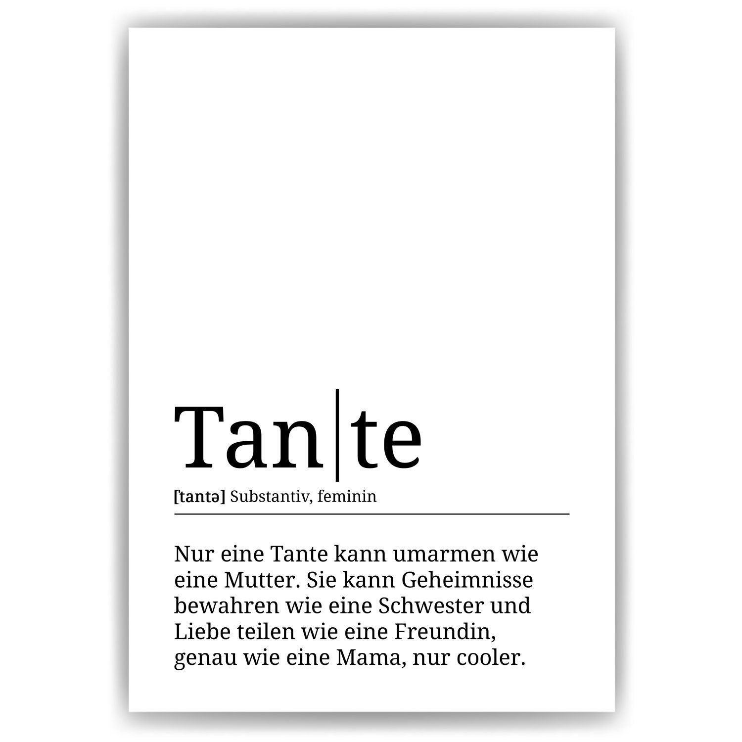 Tigerlino Geschenk Definition Tante Geburtstag Poster Wandbild Tante