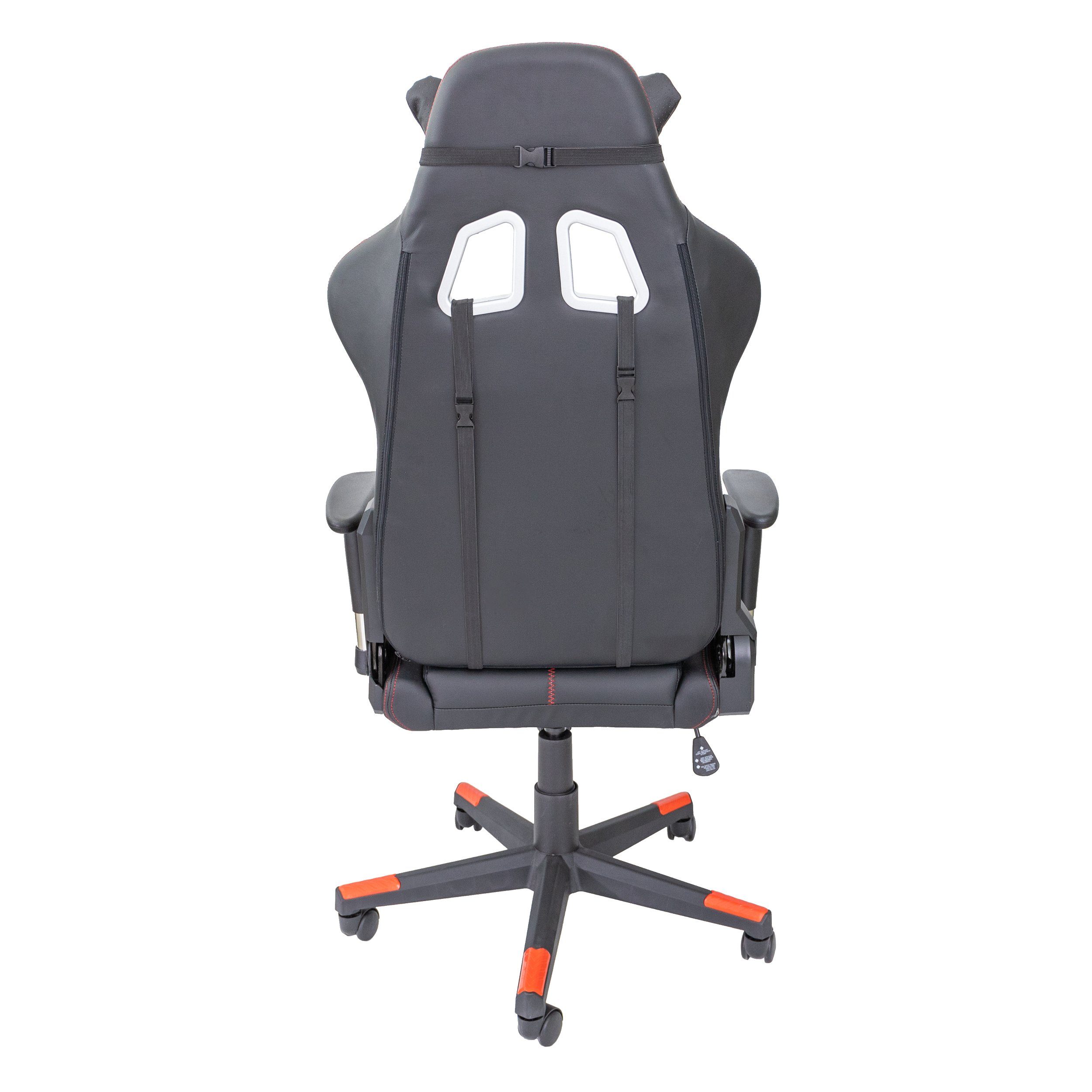 hochwertigem TPFLiving Drehstuhl kg XL Stuhl (aus Bürostuhl - Fire Rot bis 150 Kunstleder), Gaming-Stuhl Racing mit Belastbarkeit Zockerstuhl, Lendenkissen