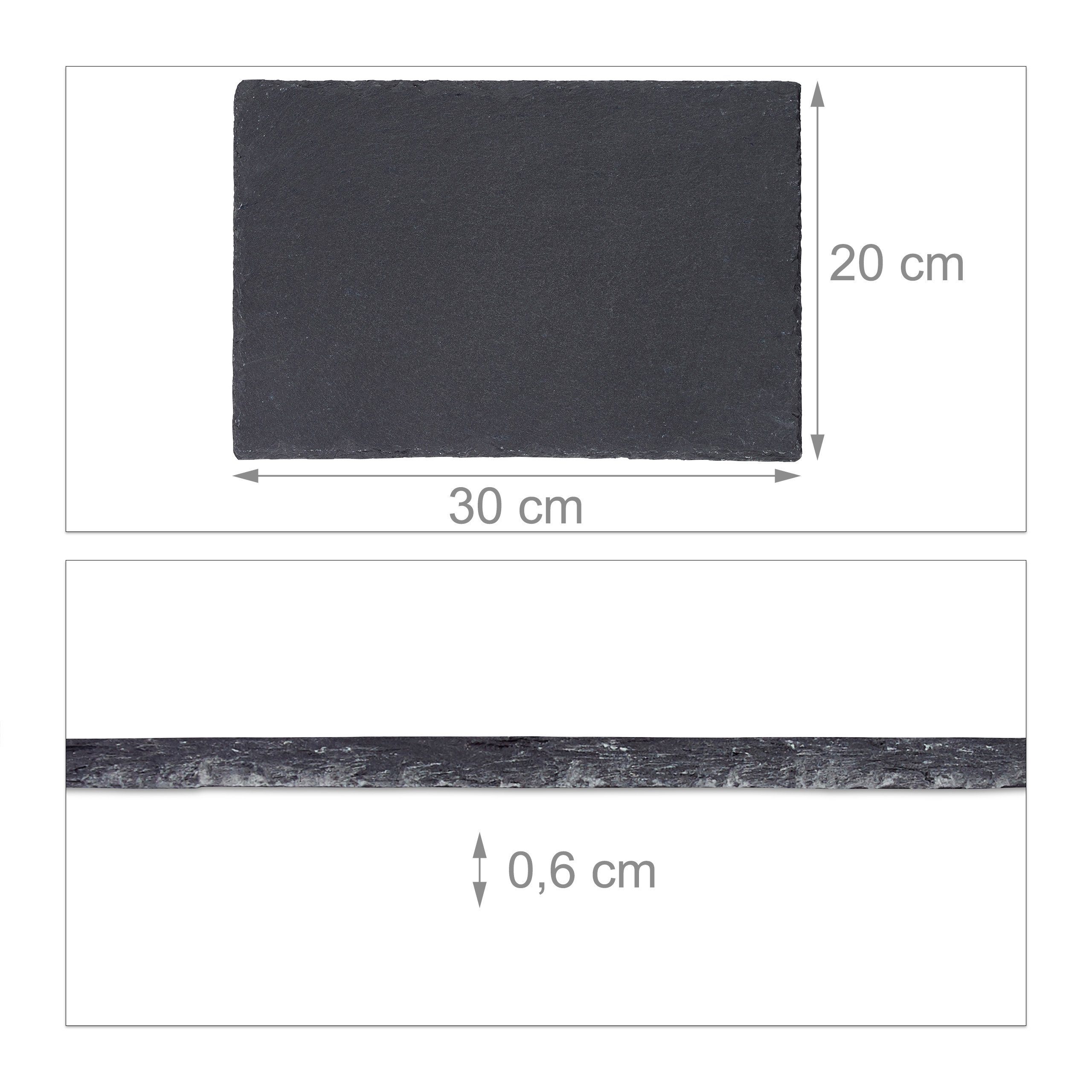 relaxdays Servierplatte Schieferplatte 30x20 cm 6er Set, Schiefer, (6-tlg) – Bild 4 von 5