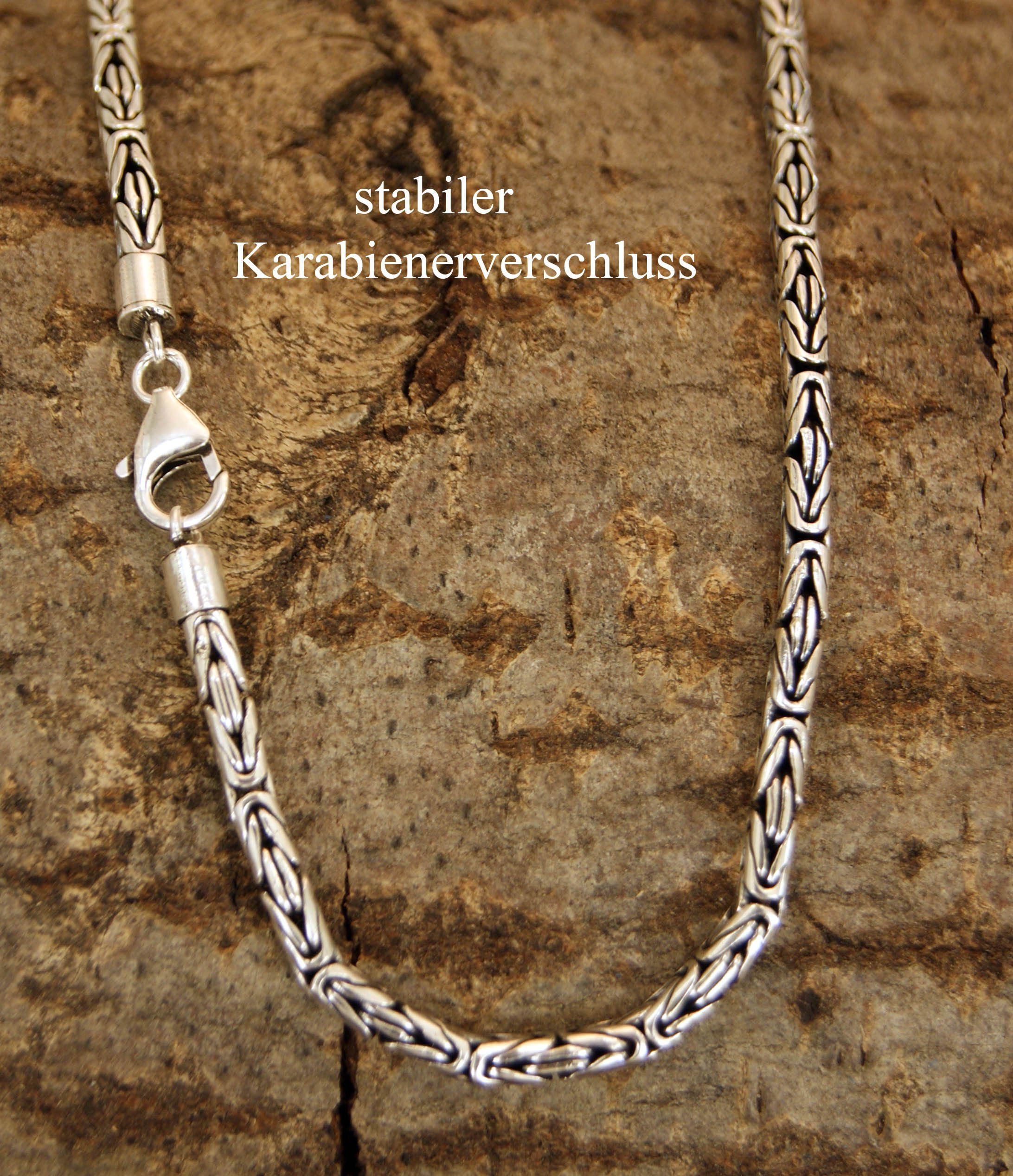 Sterlingsilber Kiss edle 925 Leather Königskette mm runde Massiv of Silberkette 45+55+65cm 3,5