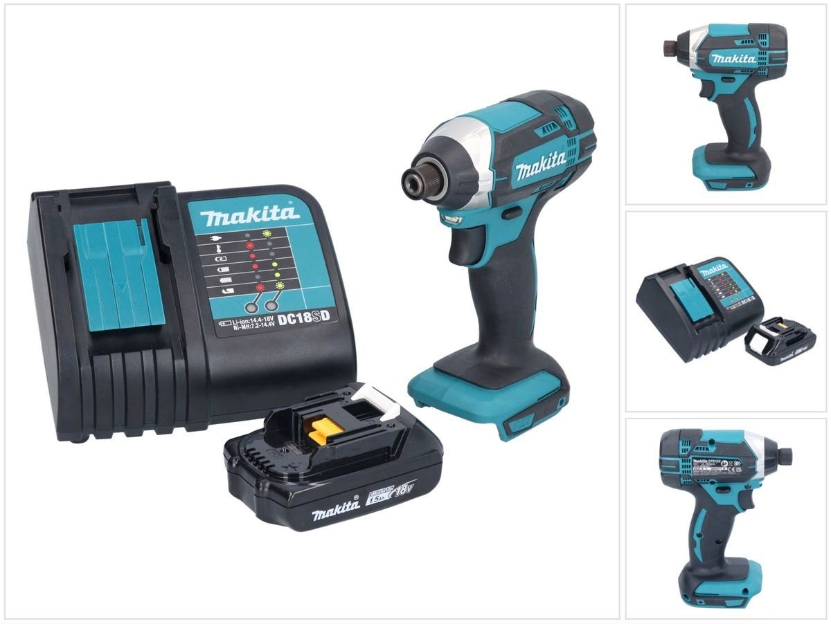 Makita Akku-Schlagschrauber DTD 152 SY1 Akku Schlagschrauber 18 V 165 Nm 1/4" + 1x Akku 1,5 Ah +