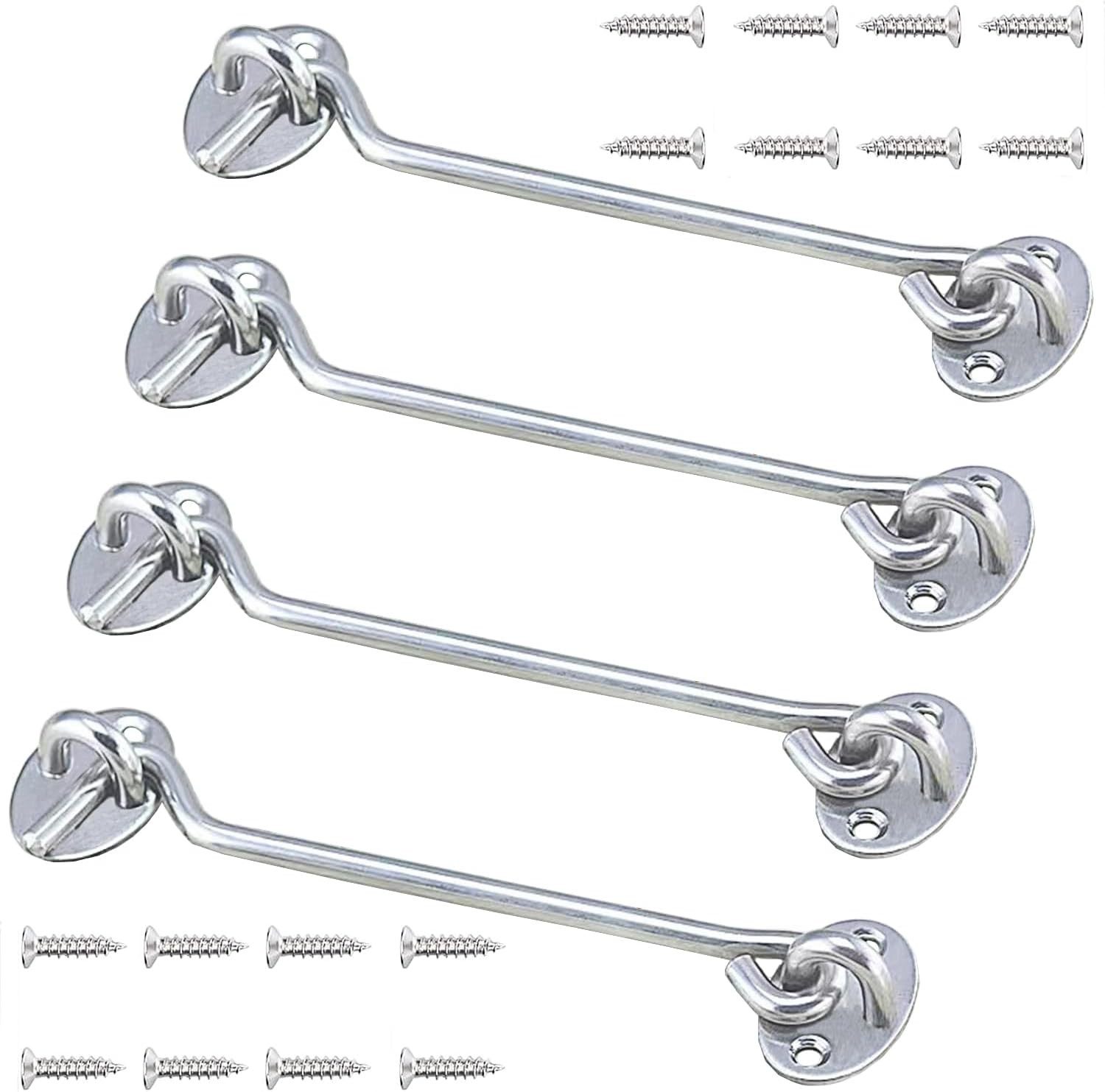 FELIXLEO Spanngurt 4 Stück Edelstahl Sturmhaken 6 Zoll Tür Fenster Riegel Silber (1-St)