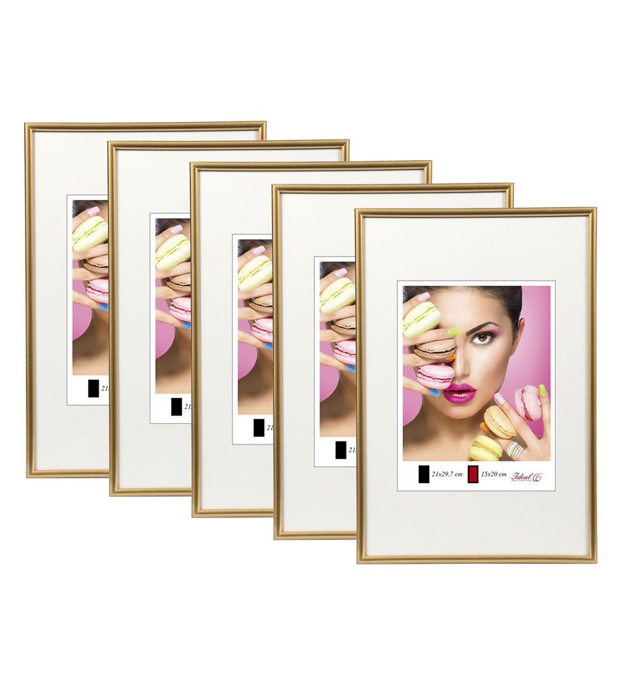 IDEAL TREND Bilderrahmen 2er 3er 5er Pack Photo Style Set Bilderrahmen Wanddeko Collage Poster, für 5 Bilder (5 St), Hochwertiger Kunststoffrahmen halbrunde Leiste Echtglas MDF-Rückwand
