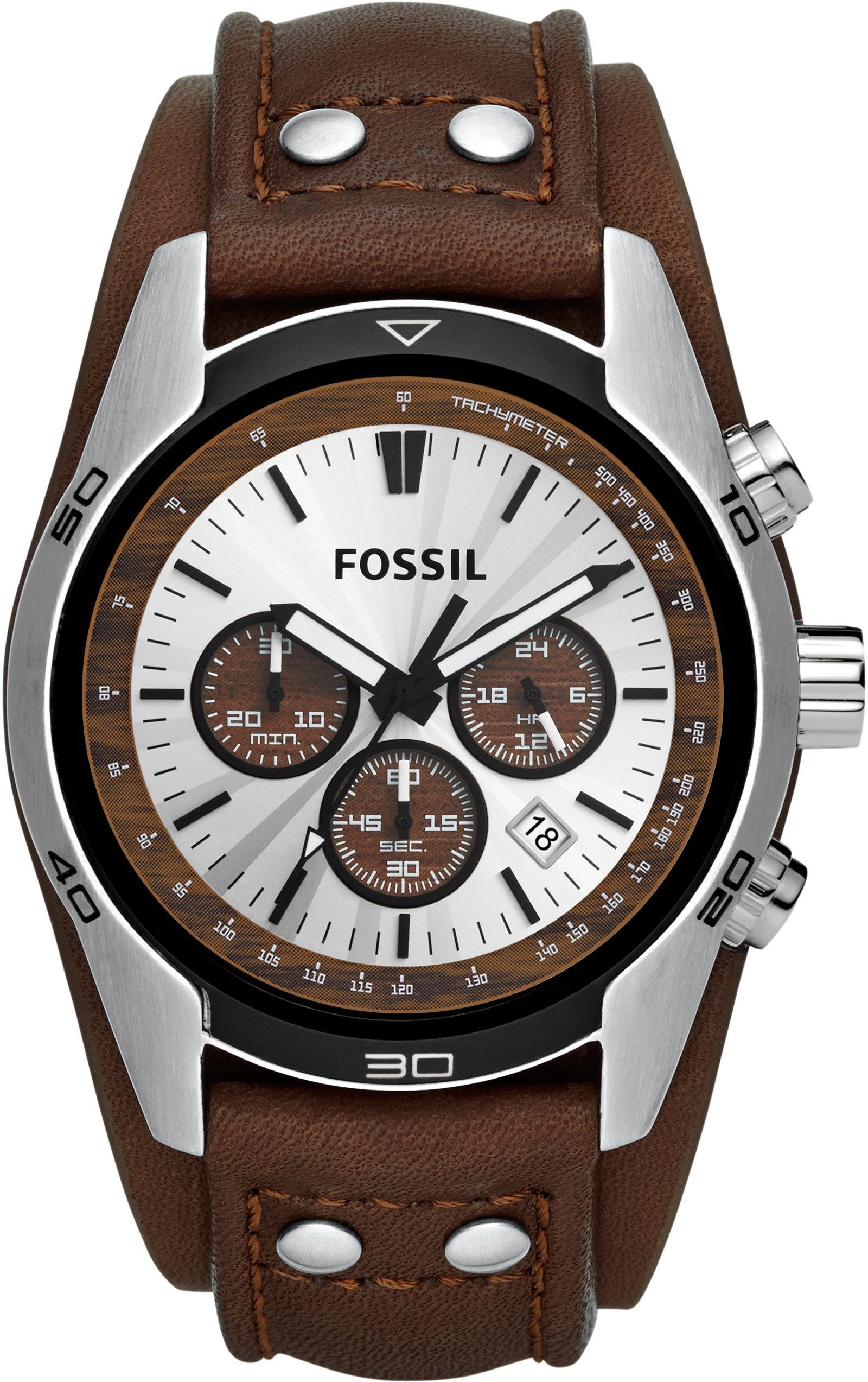 Fossil Chronograph COACHMAN, CH2565, Quarzuhr, Armbanduhr, Herrenuhr, Stoppfunktion, Datum, Tachymeter