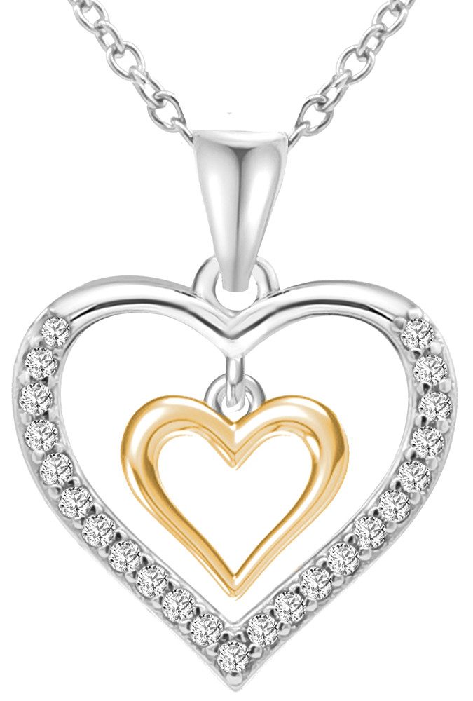 Valentinstagsgeschenk Limana Herzkette Damen 925 Silber gold Kette mit Herz Anhänger Frauen Silberkette (Geschenkset Damenkette Weihnachten Muttertag