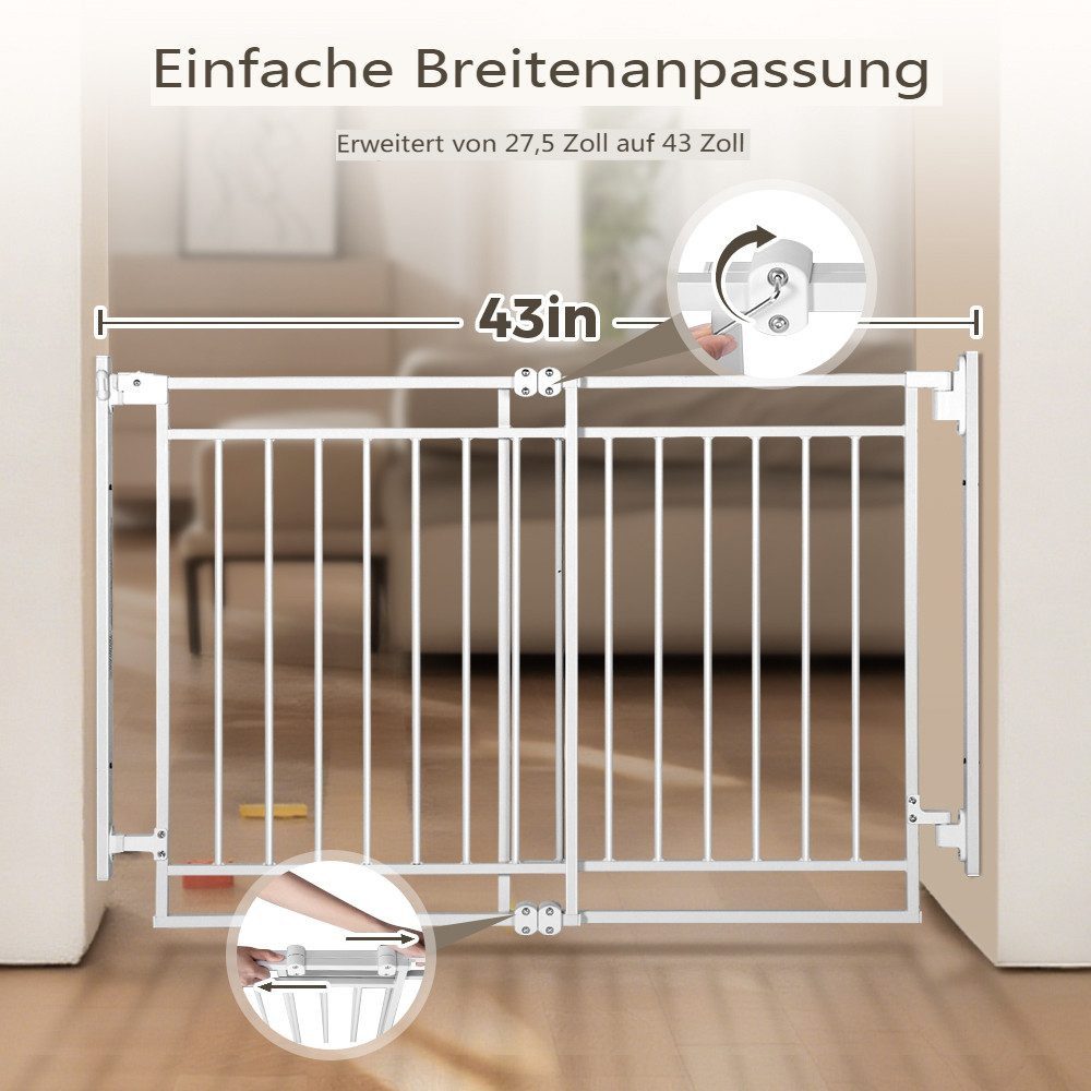 Comomy Türschutzgitter (Babygitter Treppenschutzgitter), Verstellbar 70–109 cm, Höhe 74 cm, ohne Stolperkante – Bild 5 von 5