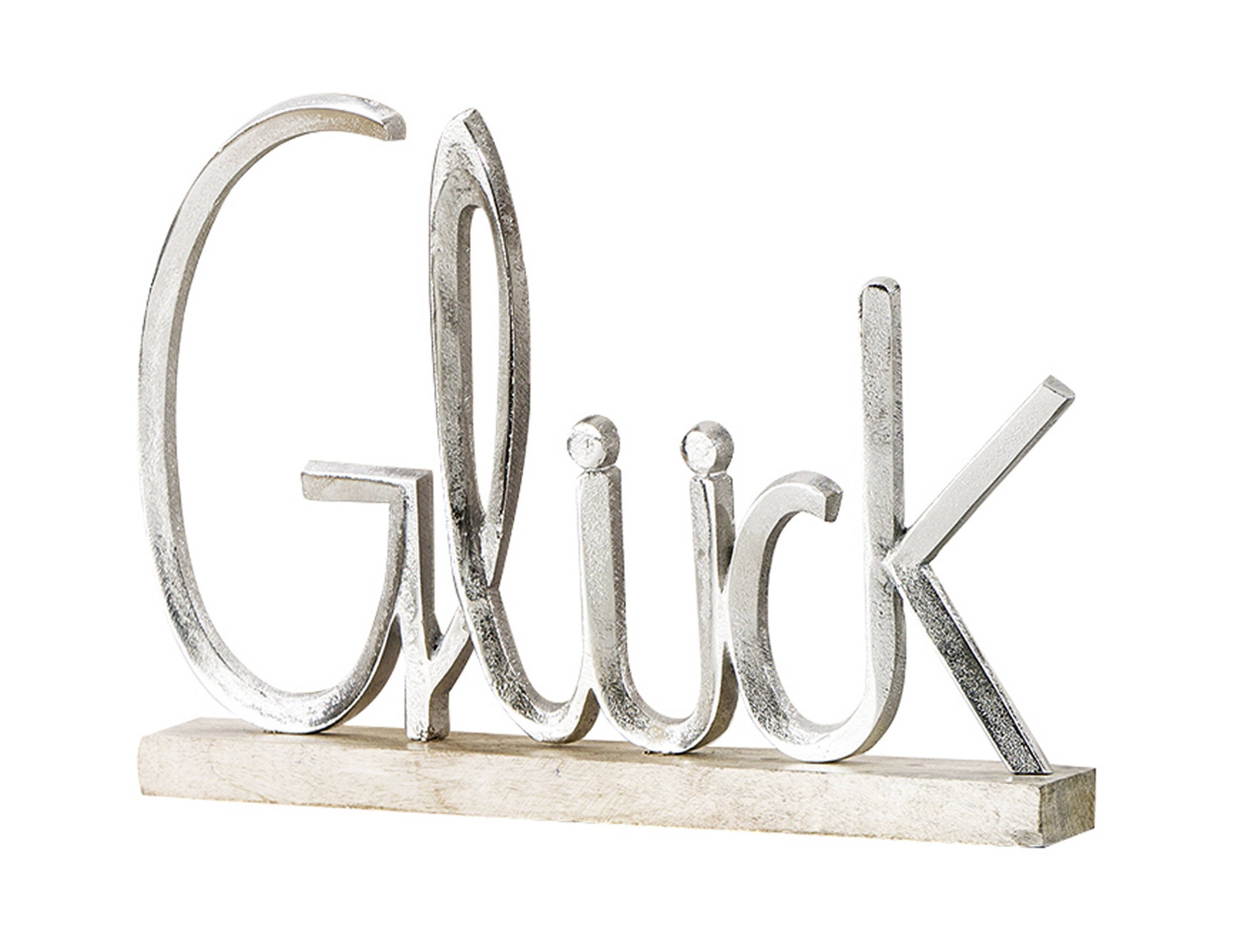 Schriftzug aus "GLÜCK" GLÜCK, Living GMD Aluminium Dekoobjekt