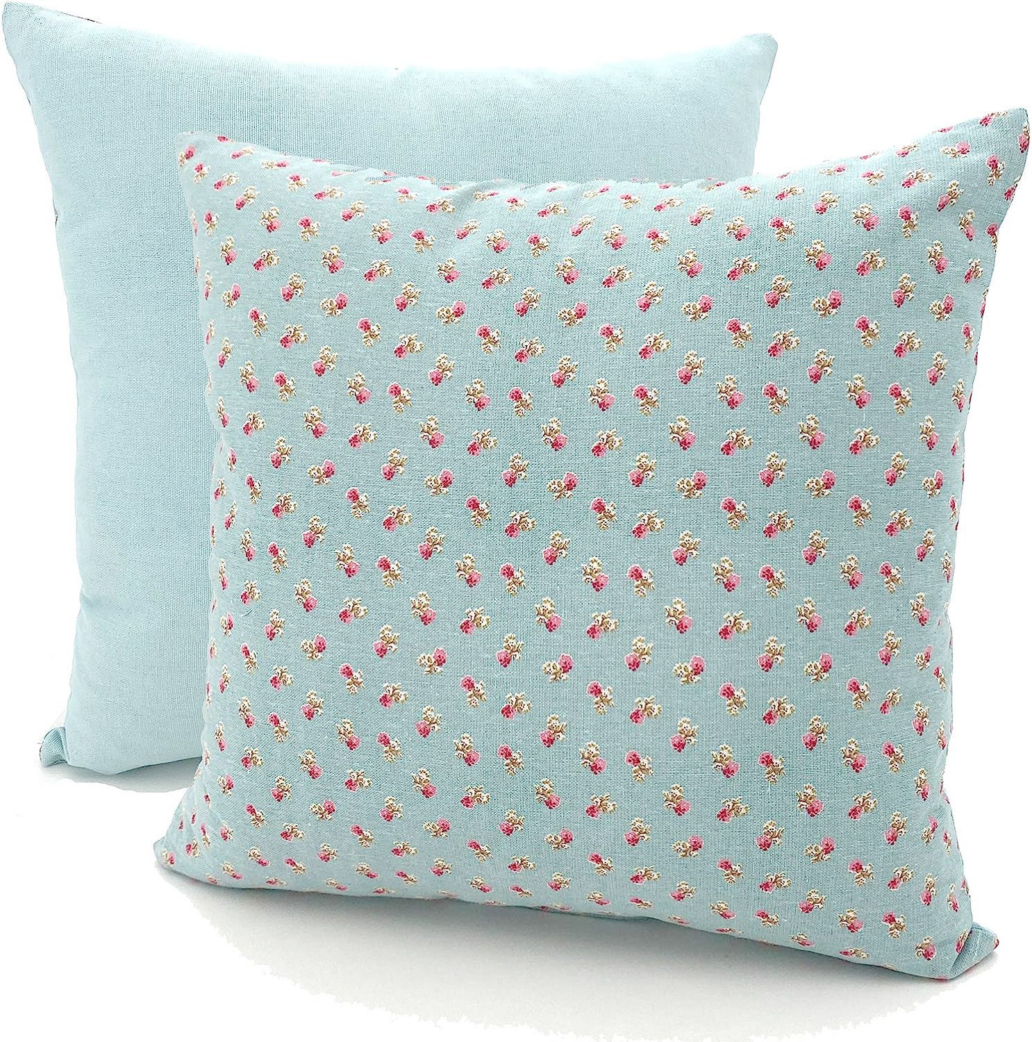 heimtexland Dekokissen Kissenhülle Landhaus Rosen Rosa Blau 40x40 cm, Kisse günstig online kaufen