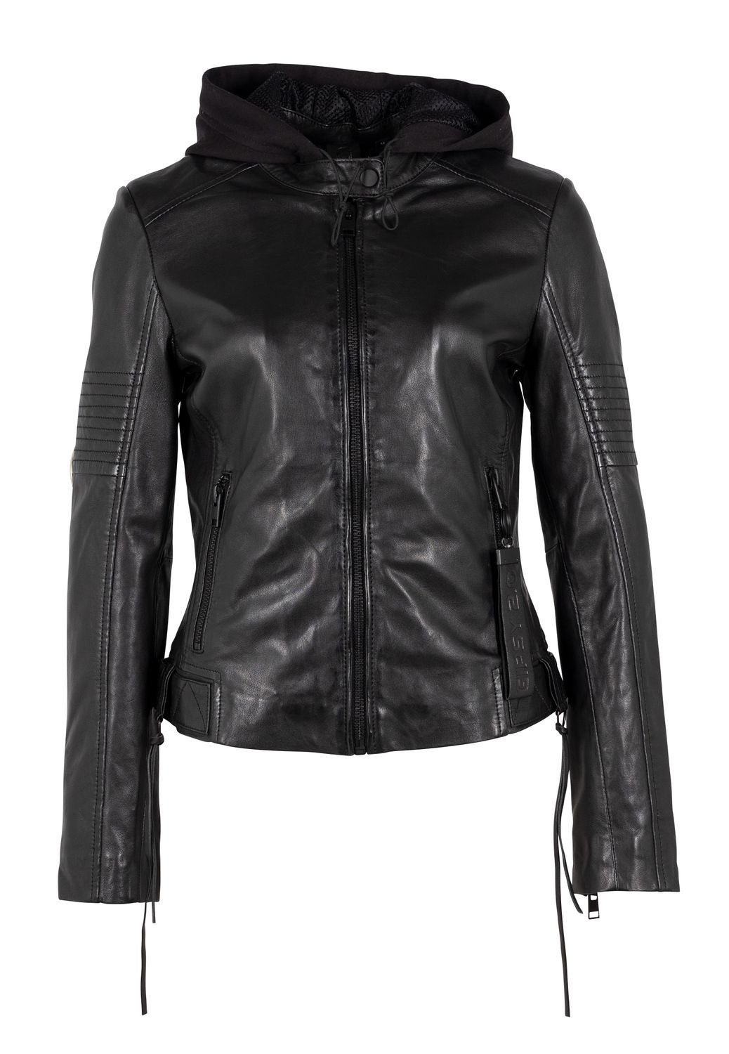 abnehmbarer SF Bikerjacke Kordelzug LOSV • Lederjacke Gipsy 2.0 Kapuze und mit G2WJanin