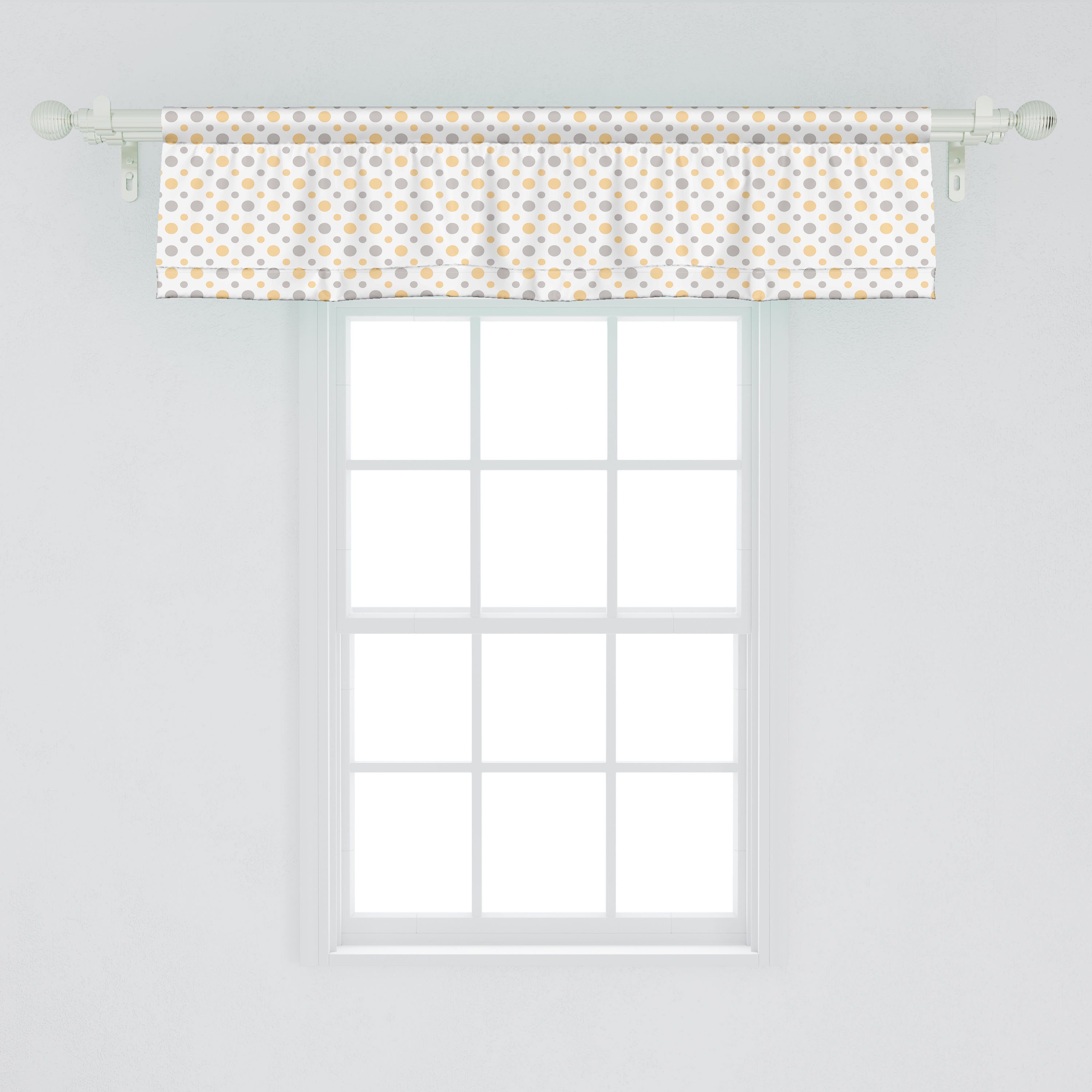 Scheibengardine Vorhang Volant für Schlafzimmer Microfaser, Shabby-Punkte Dekor Große Kleine mit Retro Stangentasche, Küche Abakuhaus