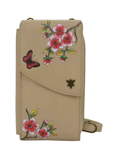 ANUSCHKA Brieftasche »Flower Garden Almond (Handbemalt Leder)«