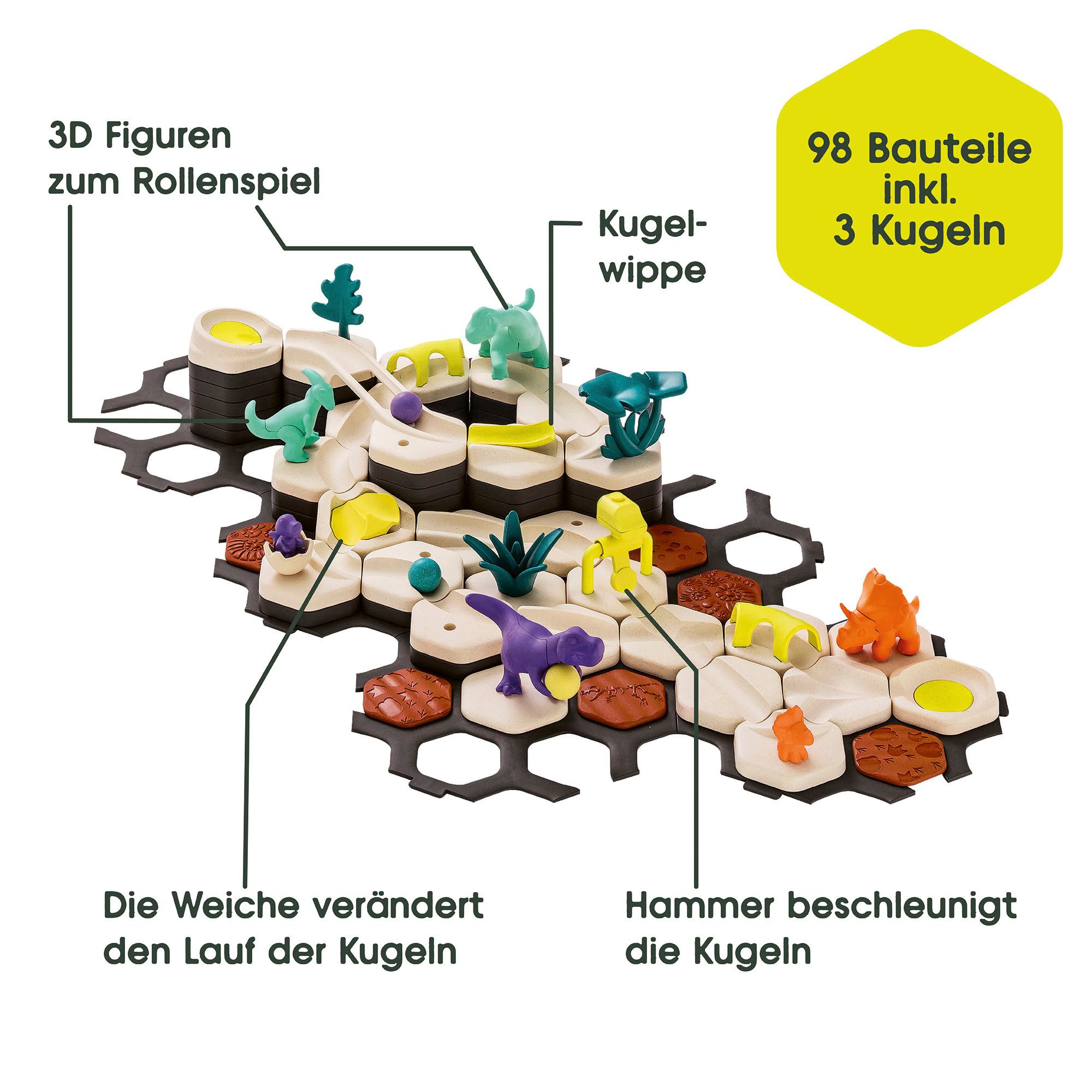 Ravensburger Kugelbahn-Bausatz GraviTrax Junior Starter-Set L Dino, Made in Europe