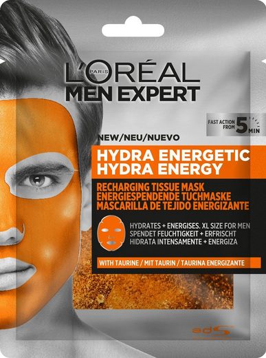 L'ORÉAL PARIS MEN EXPERT Tuchmaske »Hydra Energy«, spendet Energie & Feuchtigkeit