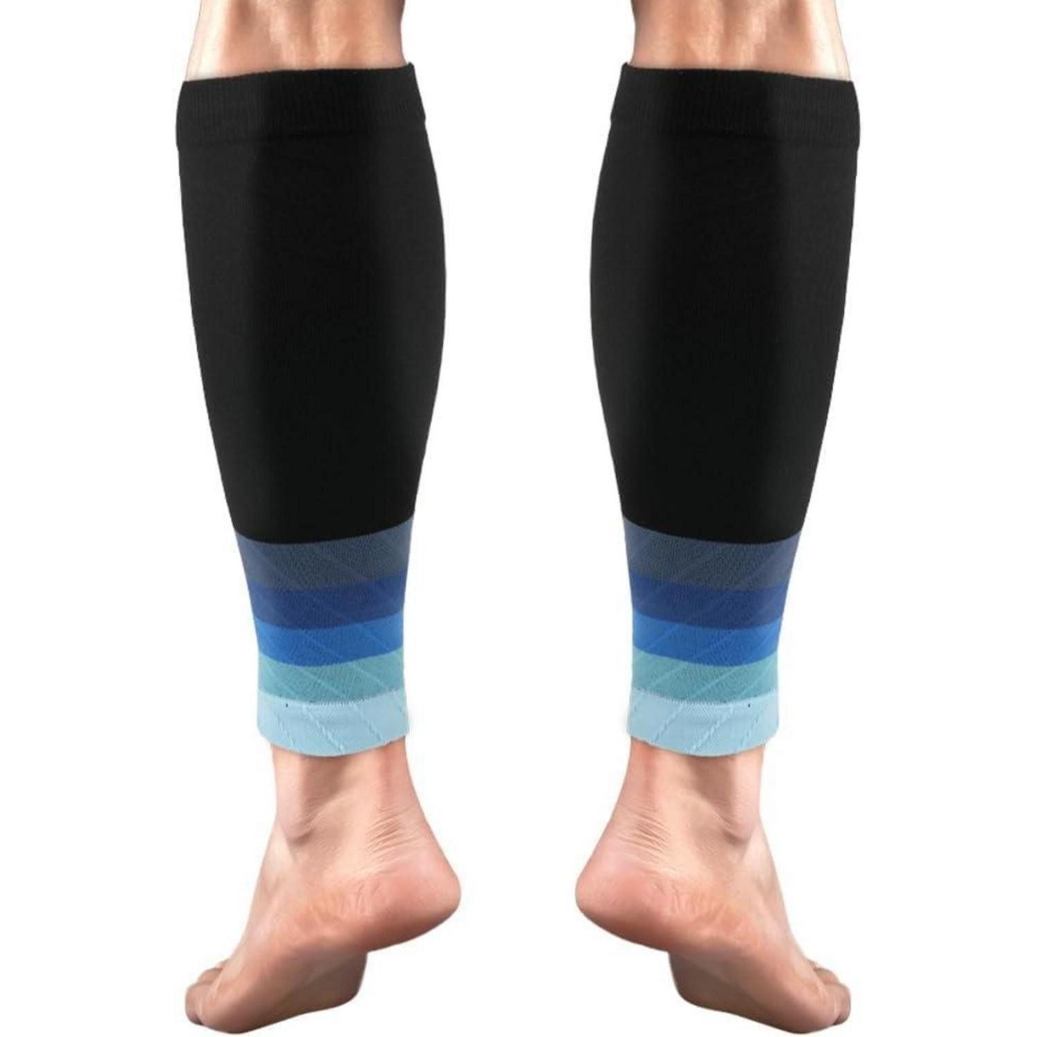 LuxusKollektion Stützbandage 2 Stück Kompressions-Wadenbandage für Herren Damen - Blau Farbverlauf