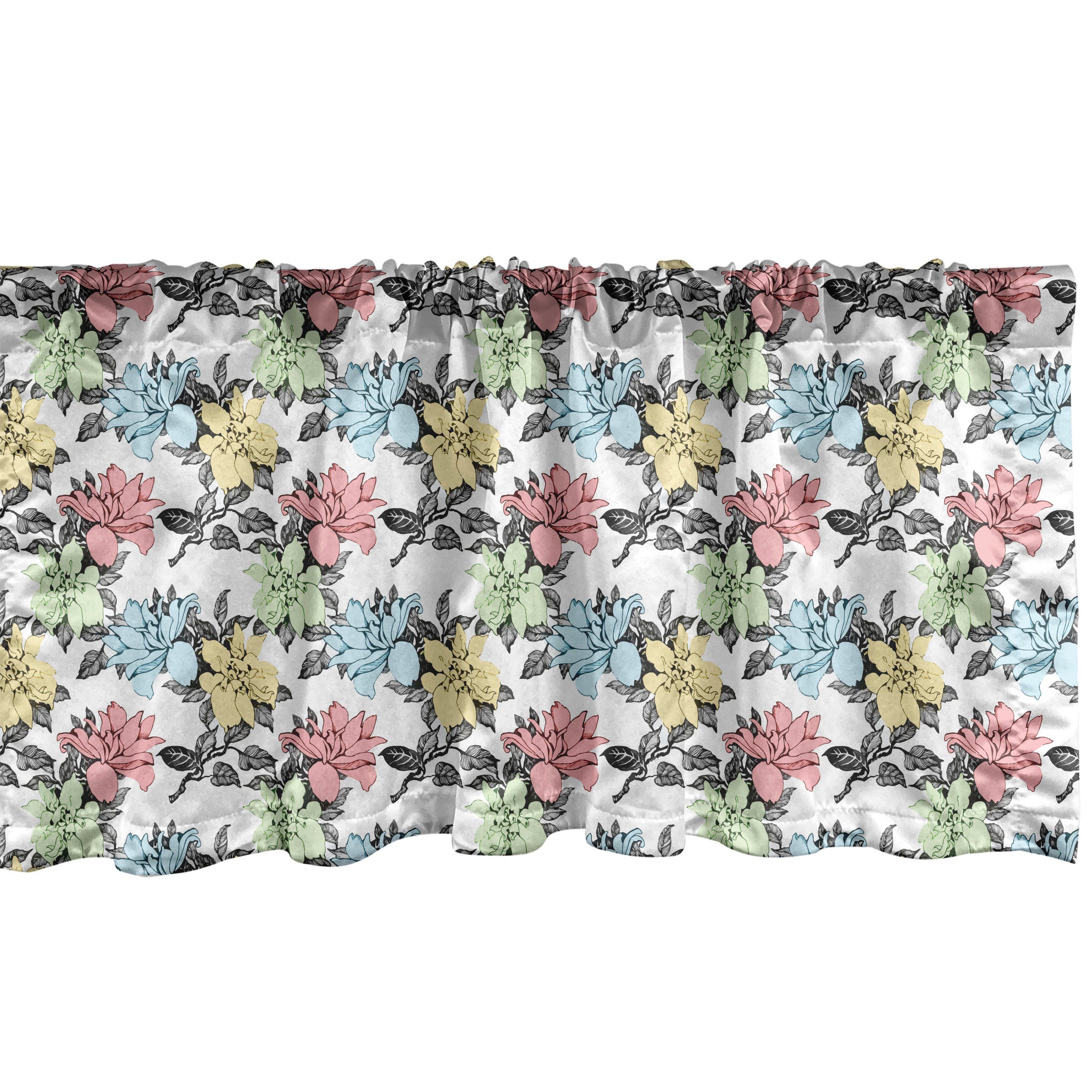 Scheibengardine Vorhang Volant für Küche Schlafzimmer Dekor mit Stangentasche, Abakuhaus, Microfaser, Blumen Colorful Spring Botanical