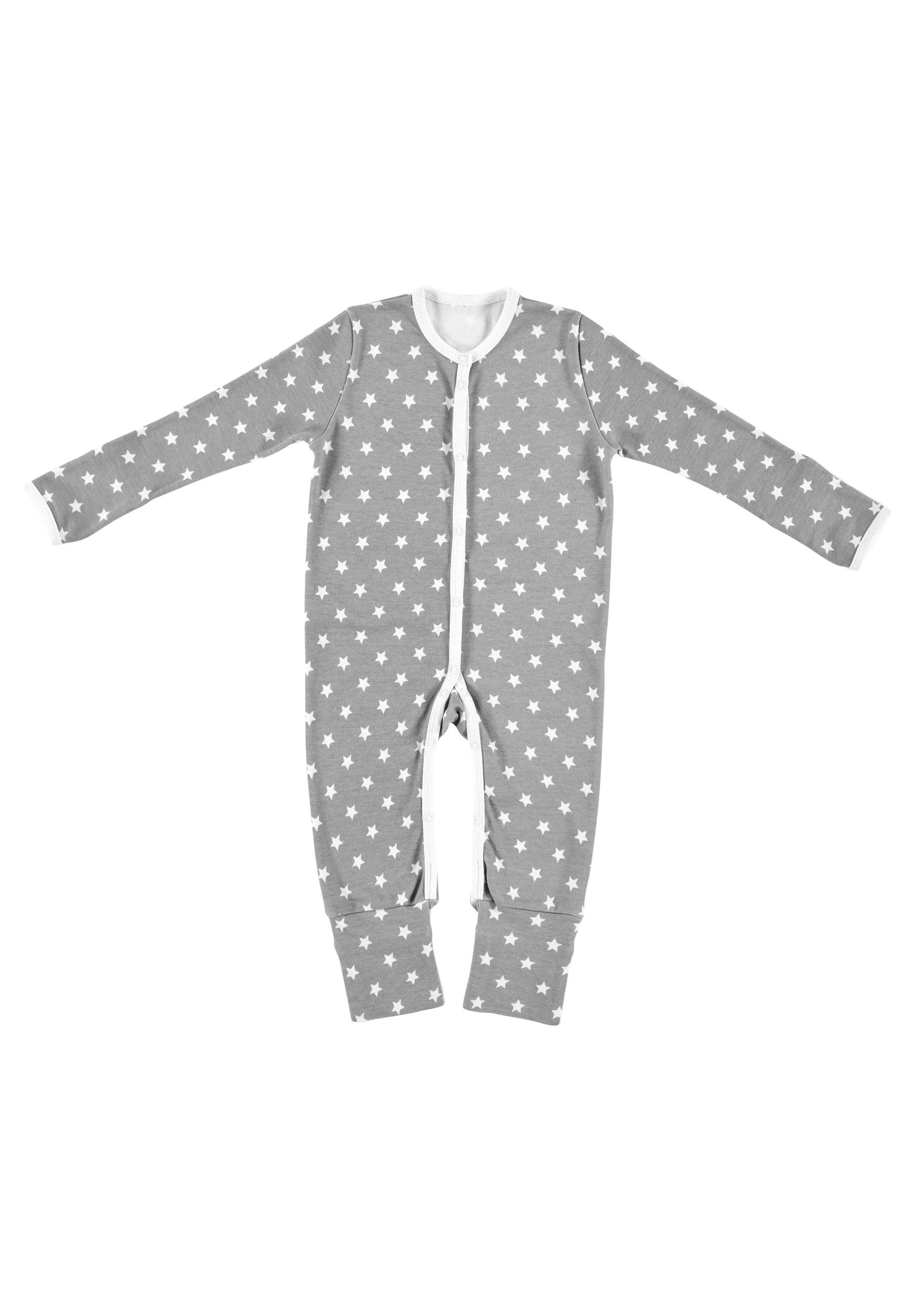 Alvi® Schlafoverall Pyjama mit Klappbündchen Bio-Baumwolle (1-tlg) praktische Druckknöpfe
