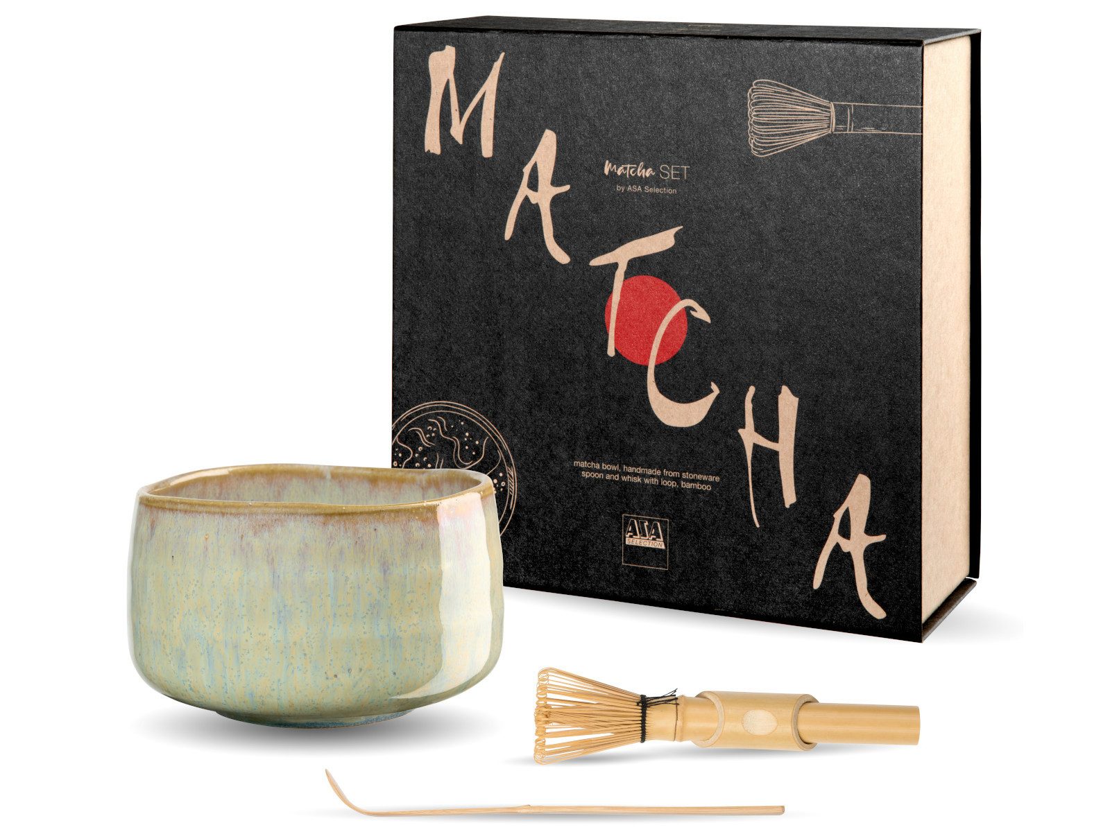 ASA SELECTION Geschirr-Set moribana Matcha-Set ishi shiny 3tlg, Steinzeug
