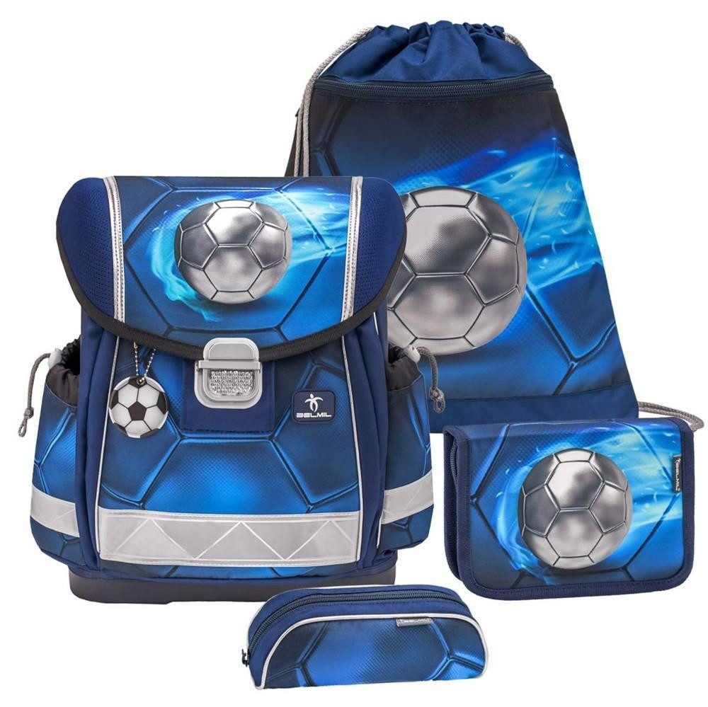 Belmil Schulranzen "Classy" 2025 Set 1. Klasse neue Designs, Fußball, 4tlg. Set ab 1. Klasse, Grundschule, Einschulung, für Jungen