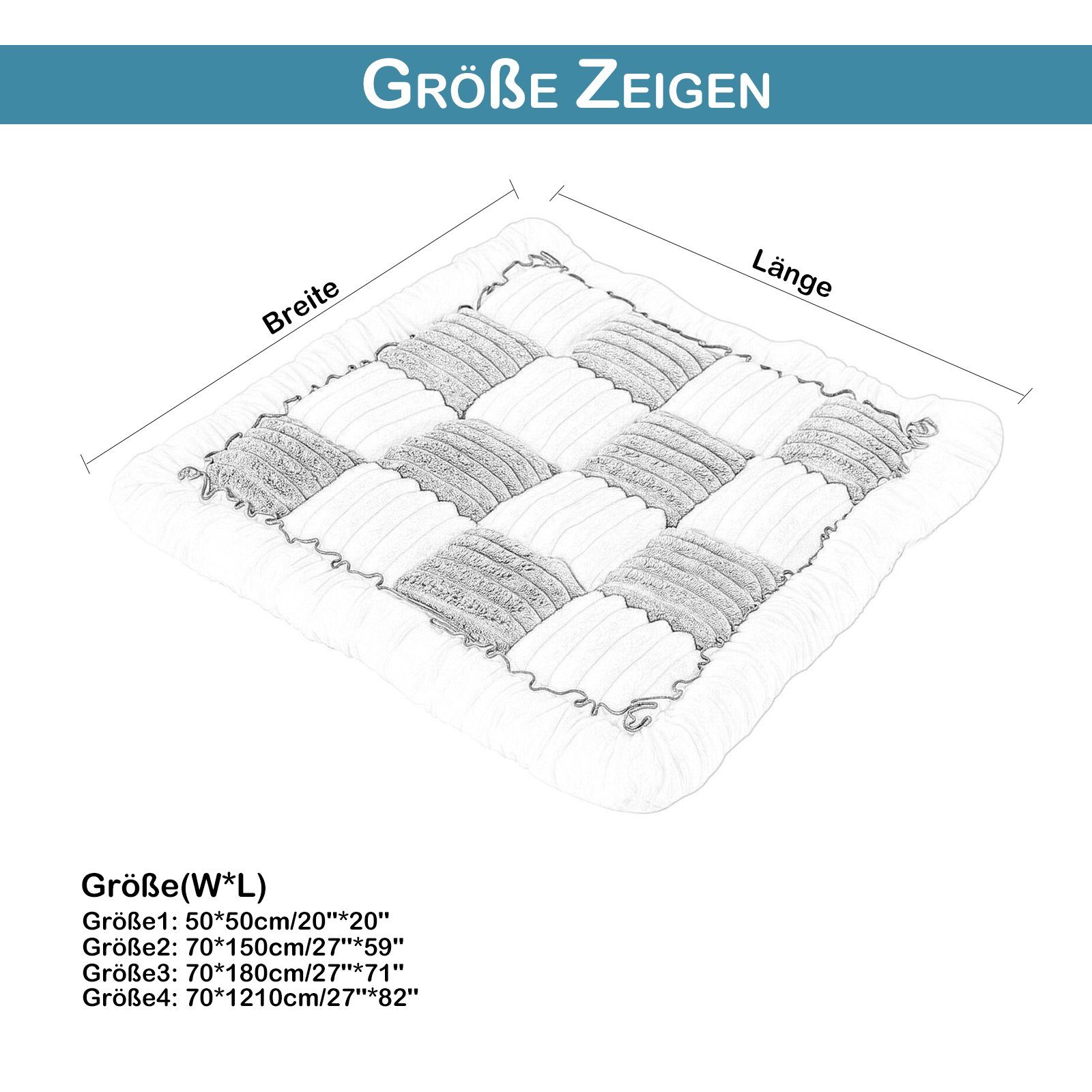 Polsterung Stuhlkissen Sitzkissen Braun,1 Auflage Lounge Couch,Samt Sitzkissen 50X50/70X150/70X180/70X210cm, Stück Bankauflage BTTO