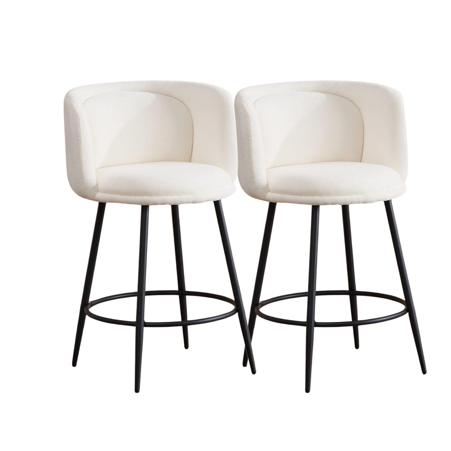 WAHSON OFFICE CHAIRS Barhocker Barhocker 2er mit Lehne, Moderner Barstuhl aus Chenille für Küche