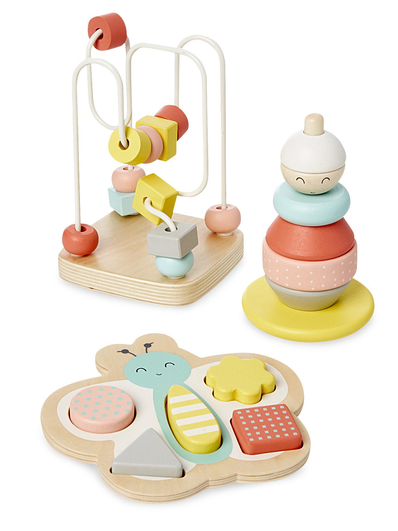 vertbaudet Lernspielzeug 3er-Set Lernspiele für Kleinkinder FSC®