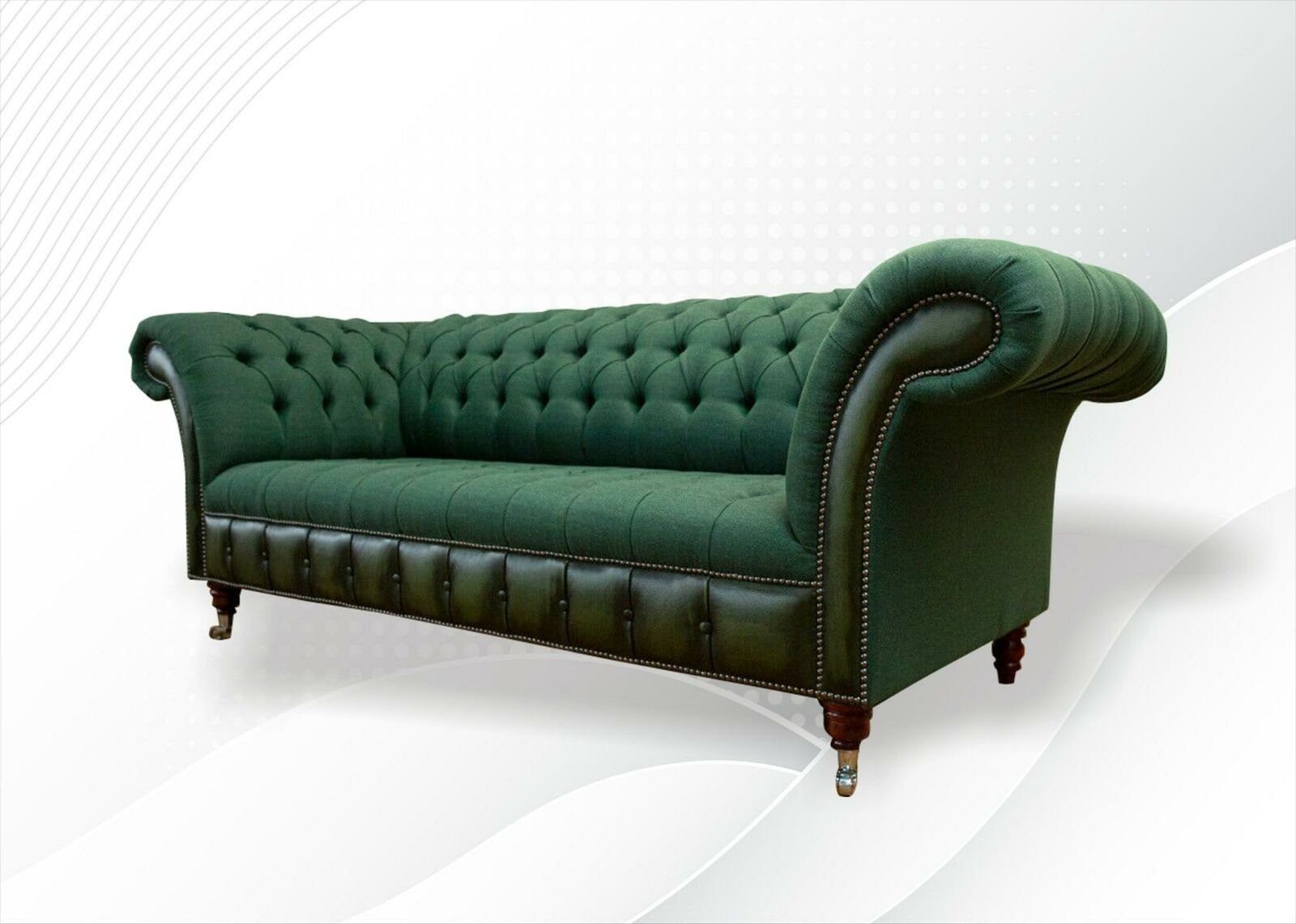 Polstermöbel, Grüner Europe Made Chesterfield Sofa in JVmoebel Chesterfield-Sofa Dreisitzer Neue